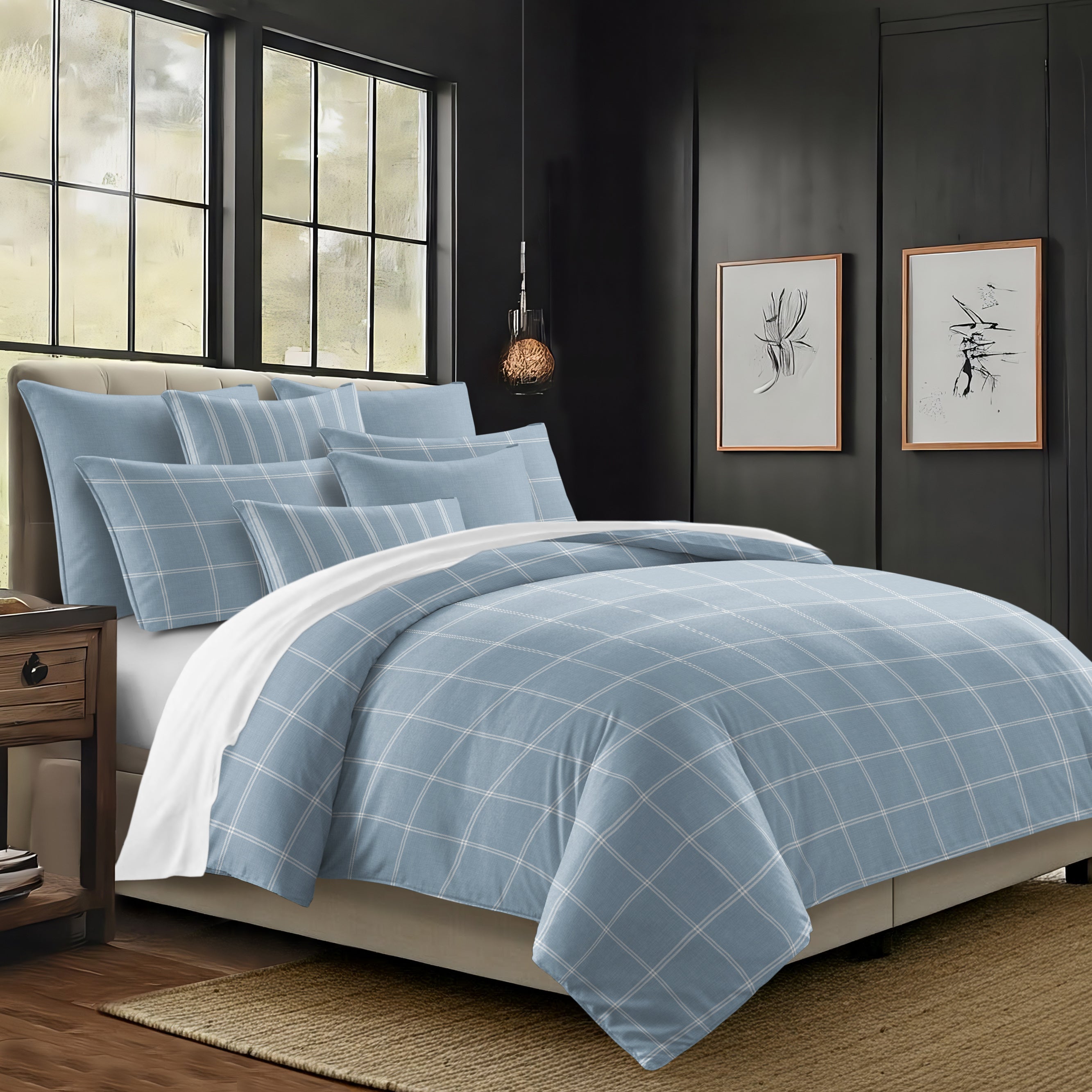 Shay Window Pane Cornflower Blue 8 Piece Coverlet Set Coverlet By Colcha Linens