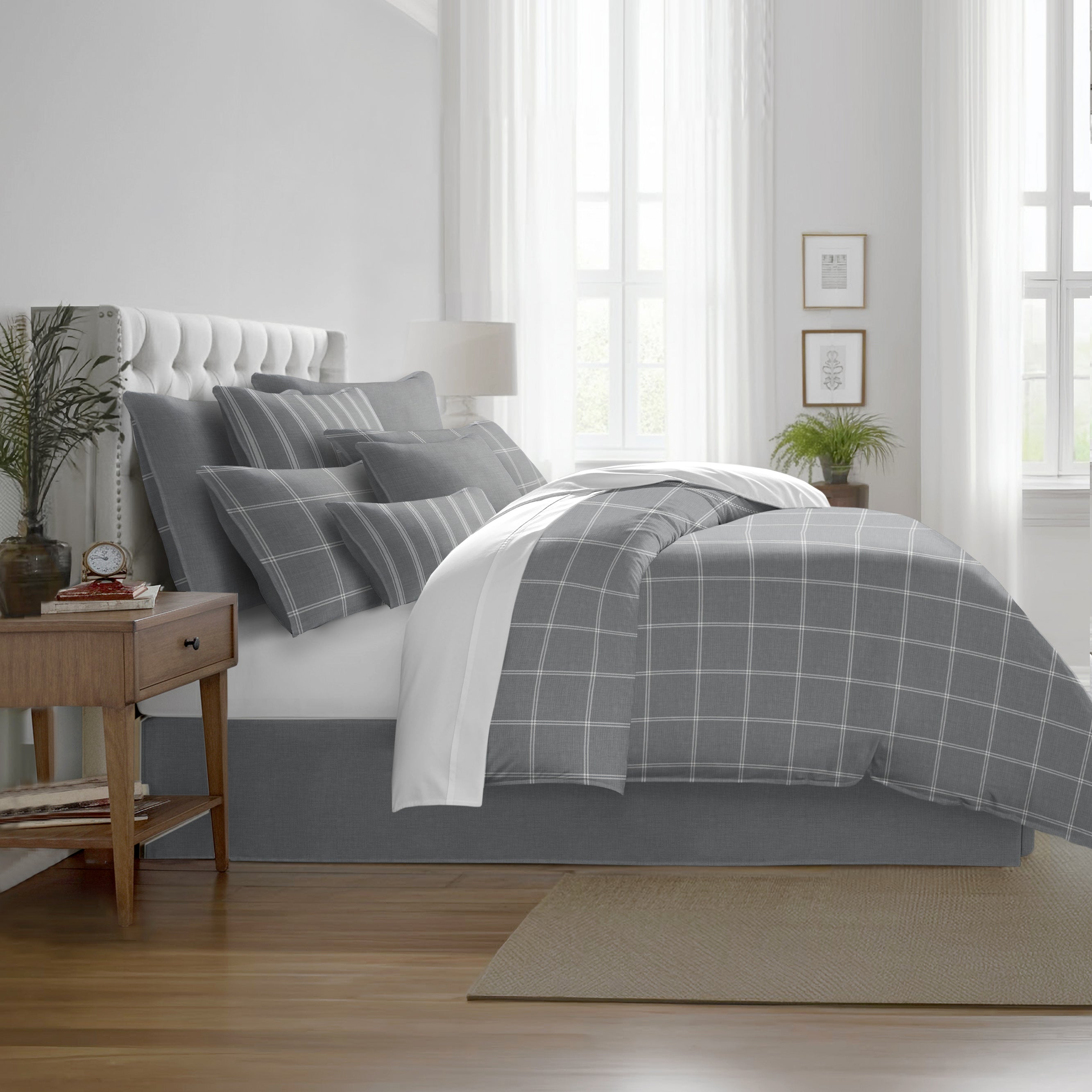 Shay Window Pane Gray 8 Piece Duvet Cover Set Duvet Covers By Colcha Linens