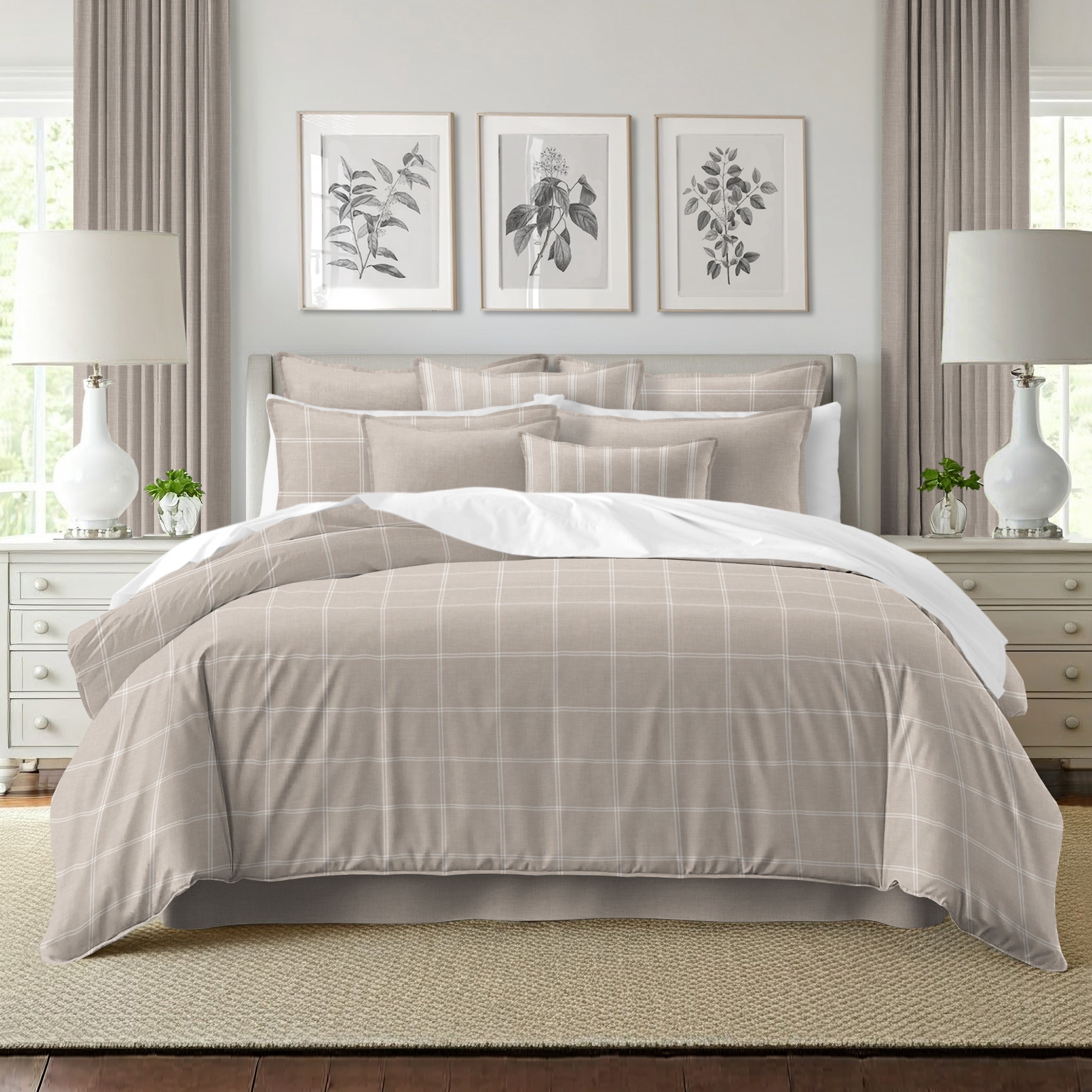 Shay Window Pane Natural 8 Piece Comforter Set Comforter Sets By Colcha Linens