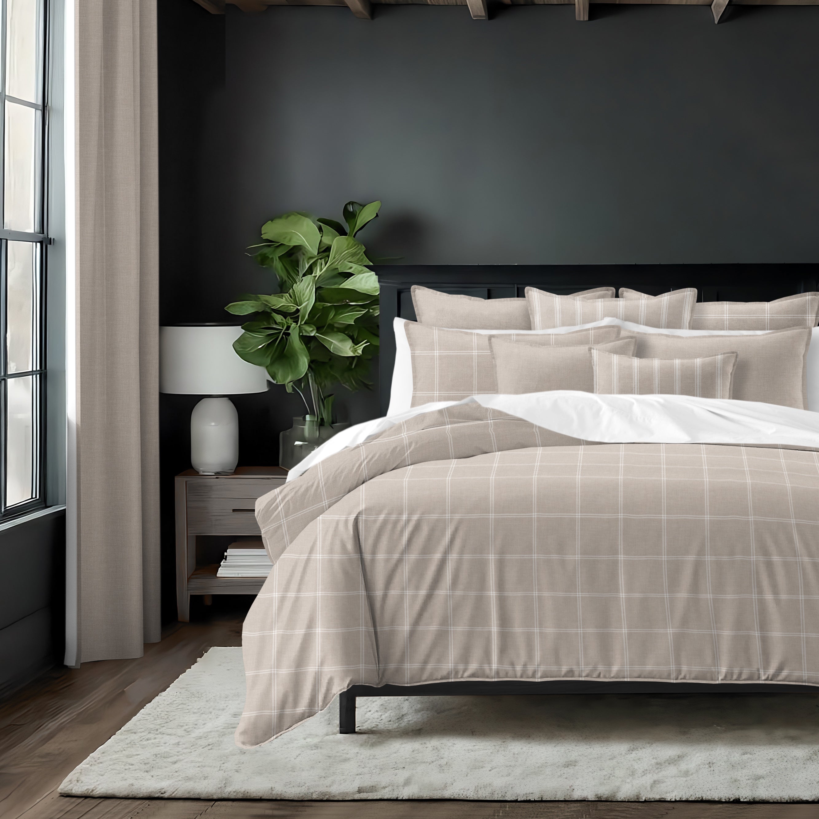 Shay Window Pane Natural 8 Piece Duvet Cover Set Duvet Covers By Colcha Linens