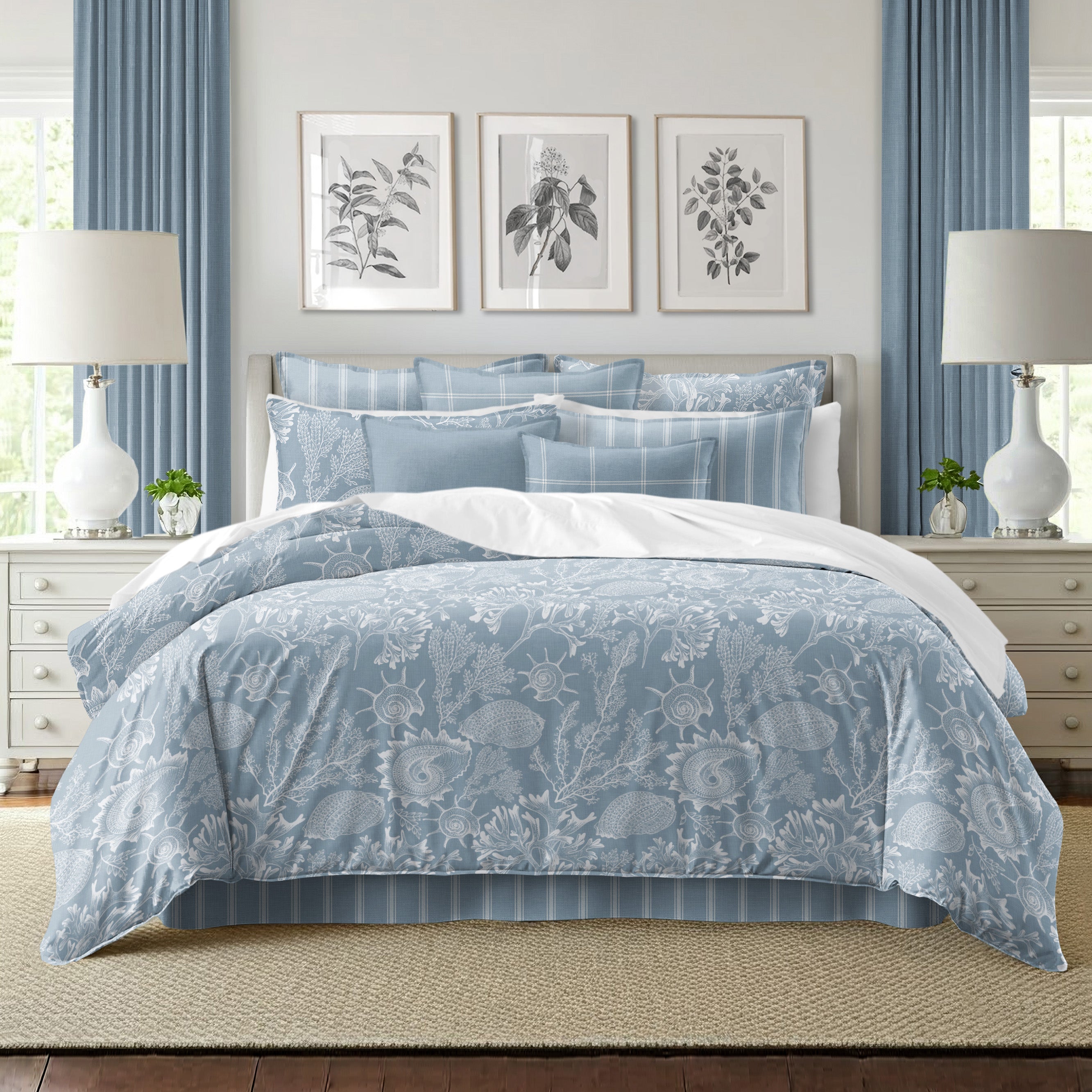 Shellabrate Cornflower Blue 8 Piece Comforter Set Comforter Sets By Colcha Linens