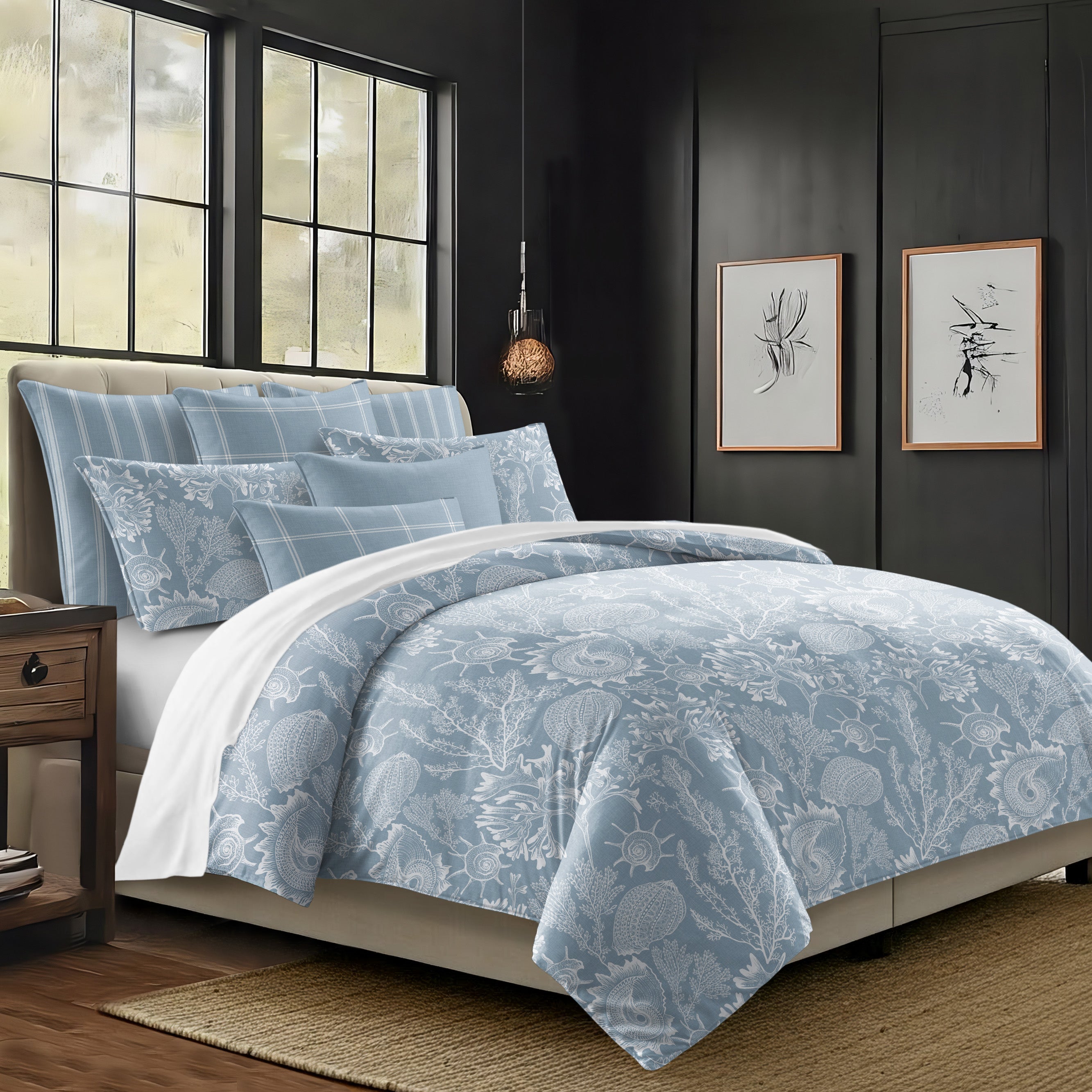 Shellabrate Cornflower Blue 8 Piece Comforter Set Comforter Sets By Colcha Linens