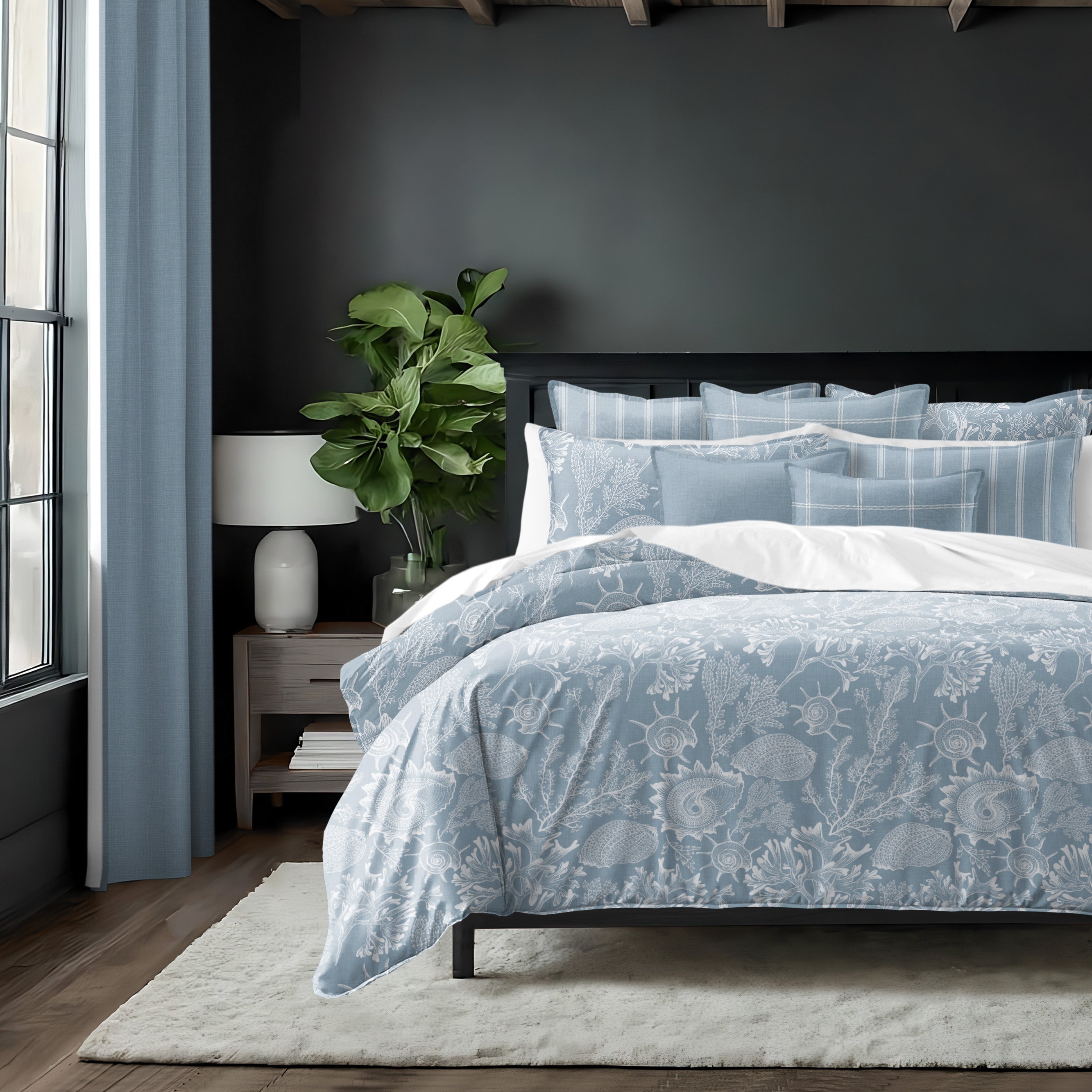 Shellabrate Cornflower Blue 8 Piece Comforter Set Comforter Sets By Colcha Linens