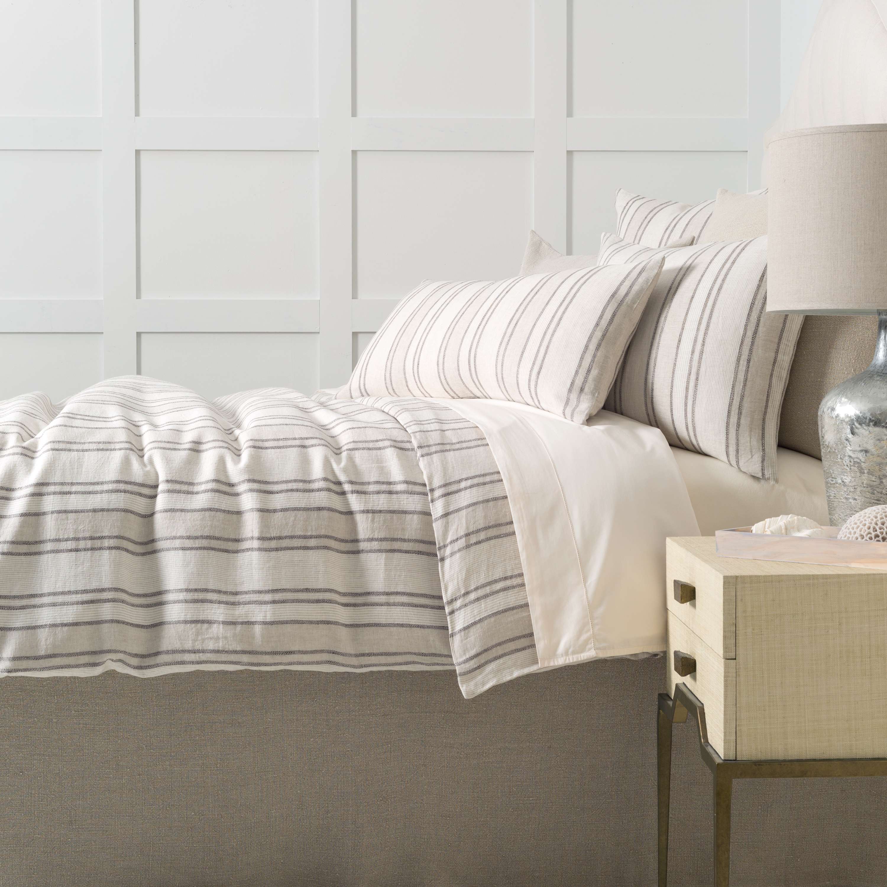 Stone Washed Tailored Paneled Bedskirt Bedskirt By Annie Selke