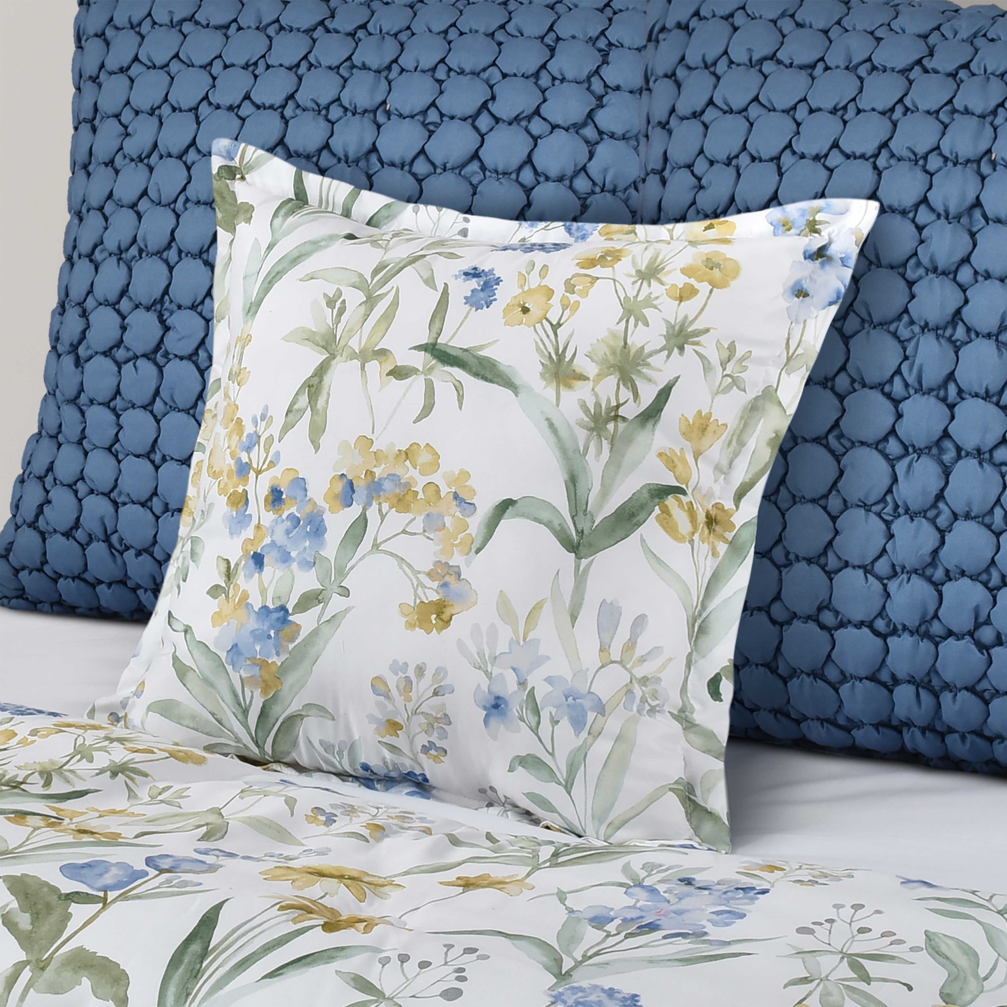 Tallulah Blue Square Decorative Throw Pillow 18" x 18" Throw Pillows By J. Queen New York