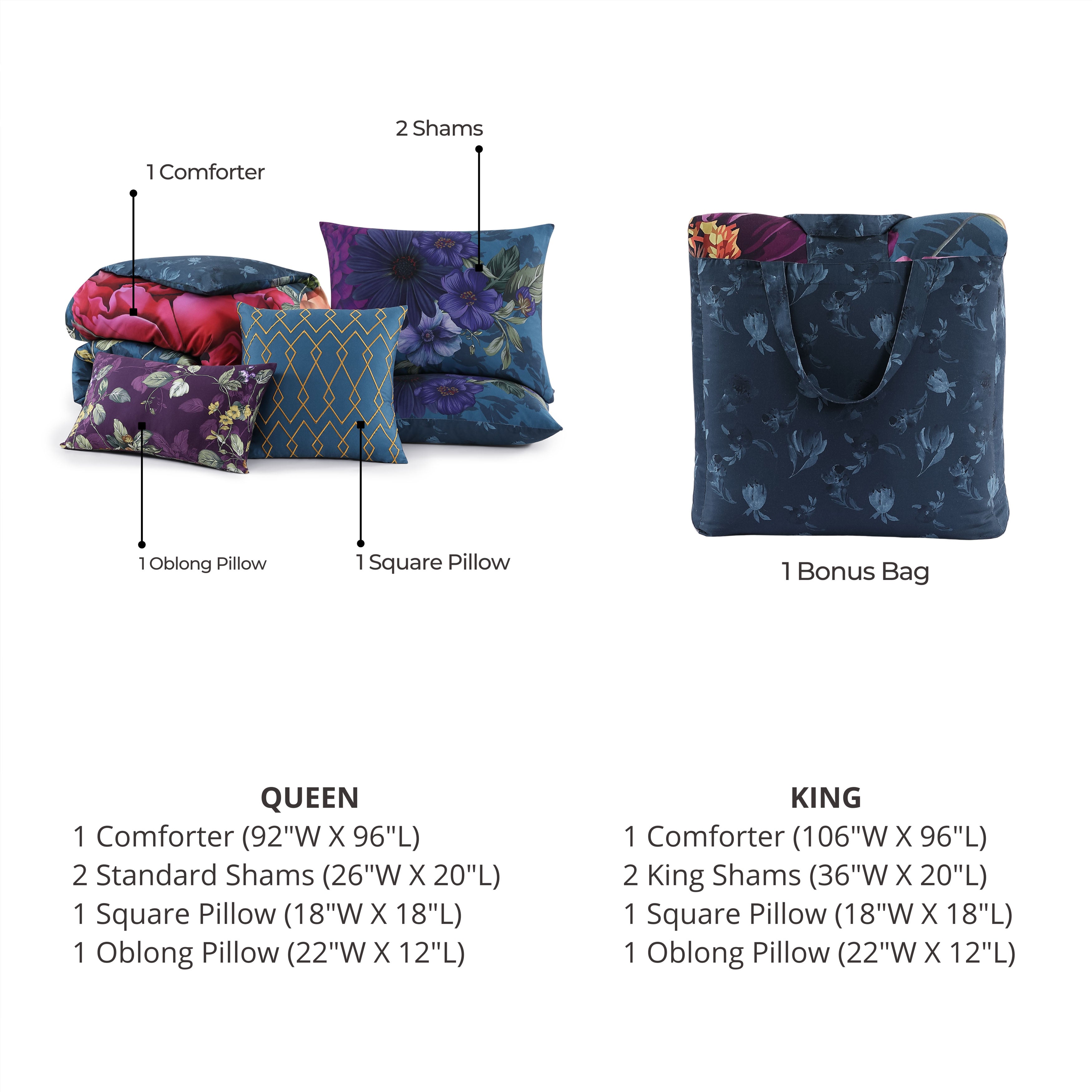 Bebejan Vibrant Flora 5 Piece Reversible Comforter Set Comforter Sets By Bebejan®