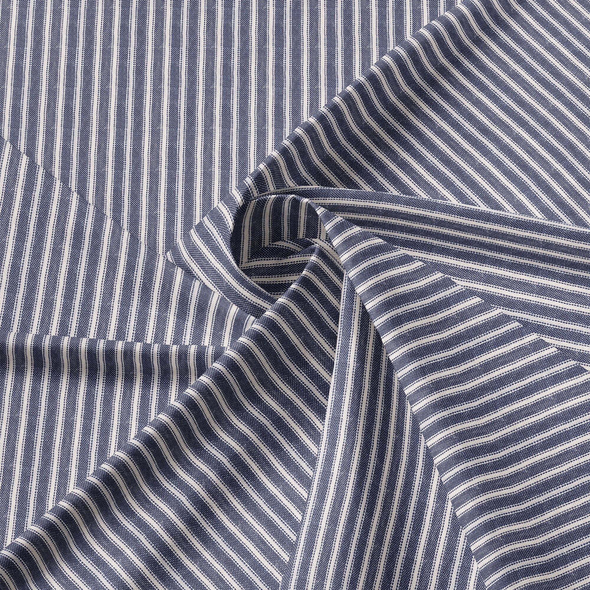 Walker Tic Stripe Reverse to Check Indigo/Ivory 8 Piece Comforter Set Comforter Sets By Colcha Linens