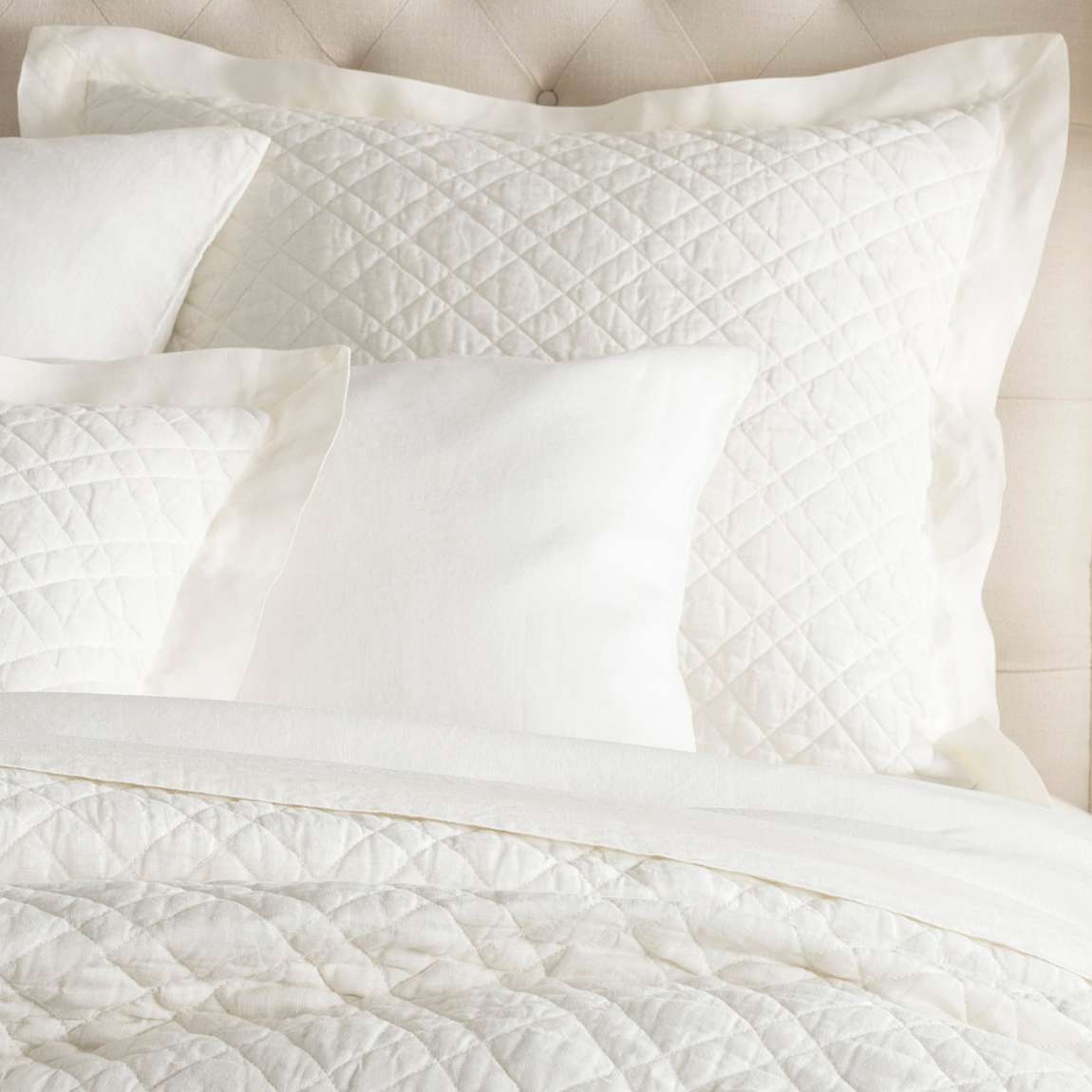 Washed Linen Quilted Sham Sham By Annie Selke