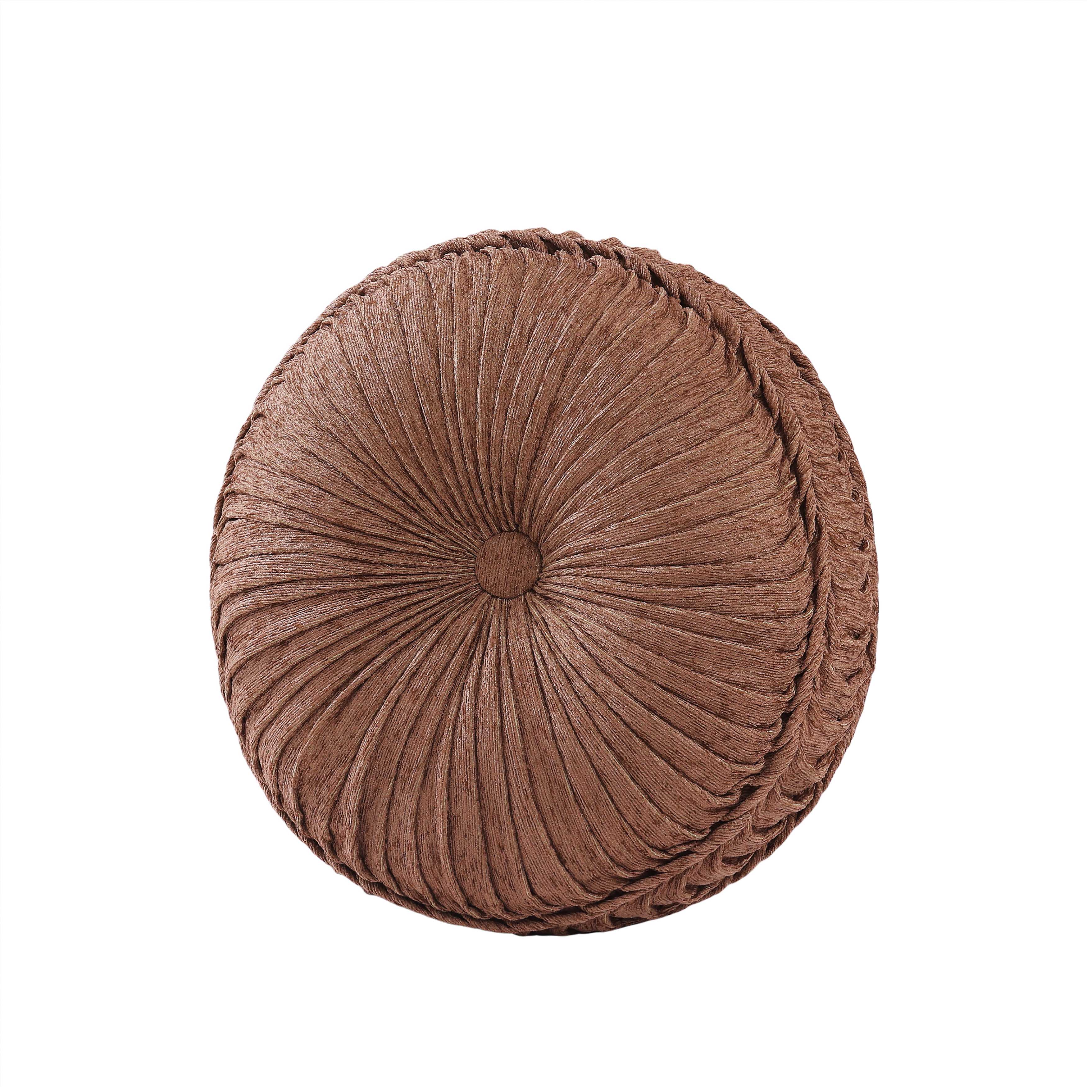 Weston Terracotta Tufted Round Decorative Throw Pillow 15" x 15" Throw Pillows By J. Queen New York