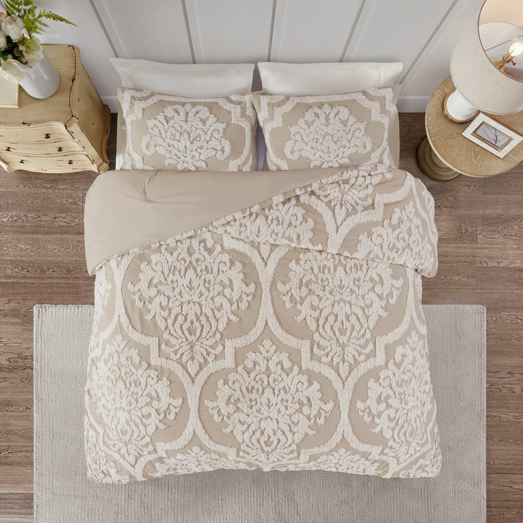 Viola 3 piece Cotton Chenille Damask Comforter Set Comforter Sets By JLA HOME/Olliix (E & E Co., Ltd)