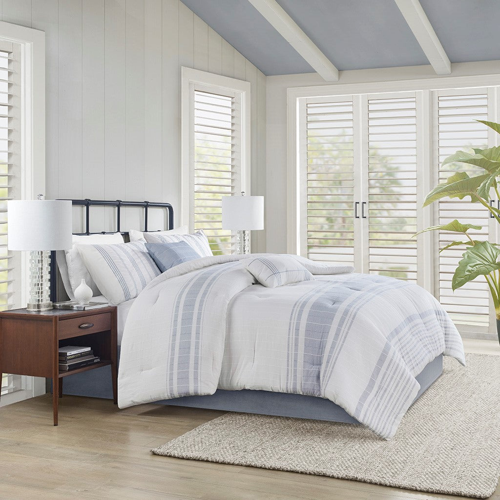 Kateline White/Blue 6 Piece Comforter Set Comforter Sets By JLA HOME/Olliix (E & E Co., Ltd)