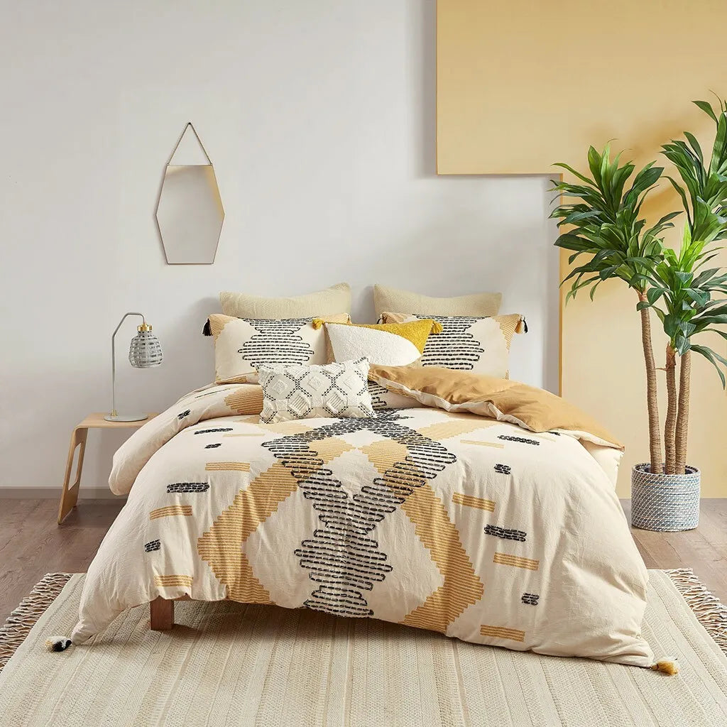 Yarnio 3 Piece Cotton Comforter Set Comforter Sets By JLA HOME/Olliix (E & E Co., Ltd)