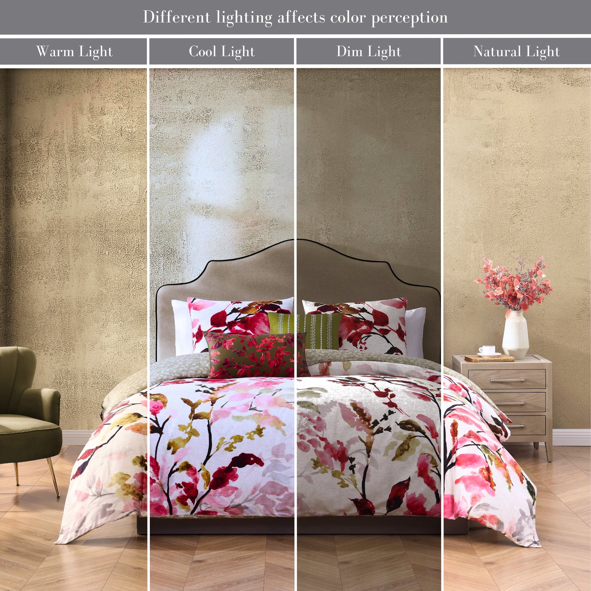 Bebejan Leaves on Linen 3 Piece Reversible Comforter Set in King-Final Sale Comforter Sets By US Office - Latest-bedding