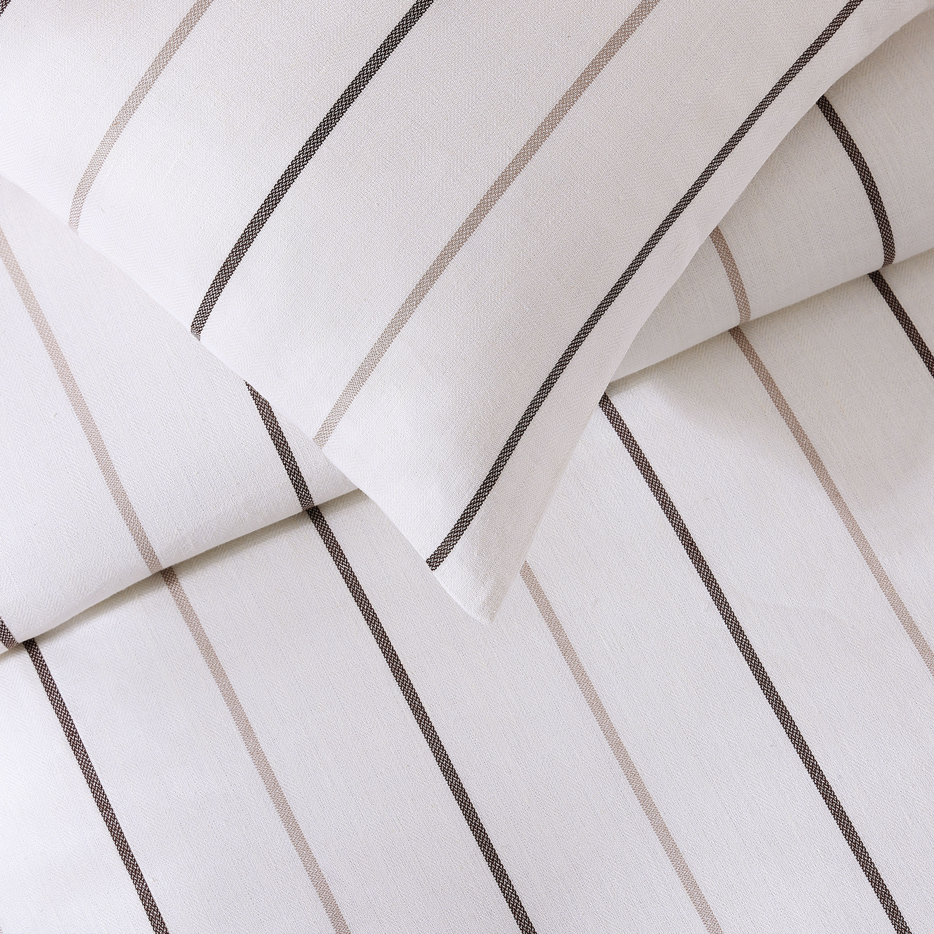 Natural Pinstripe Linen 3 Piece Duvet Cover Set Duvet Covers By Pure Parima
