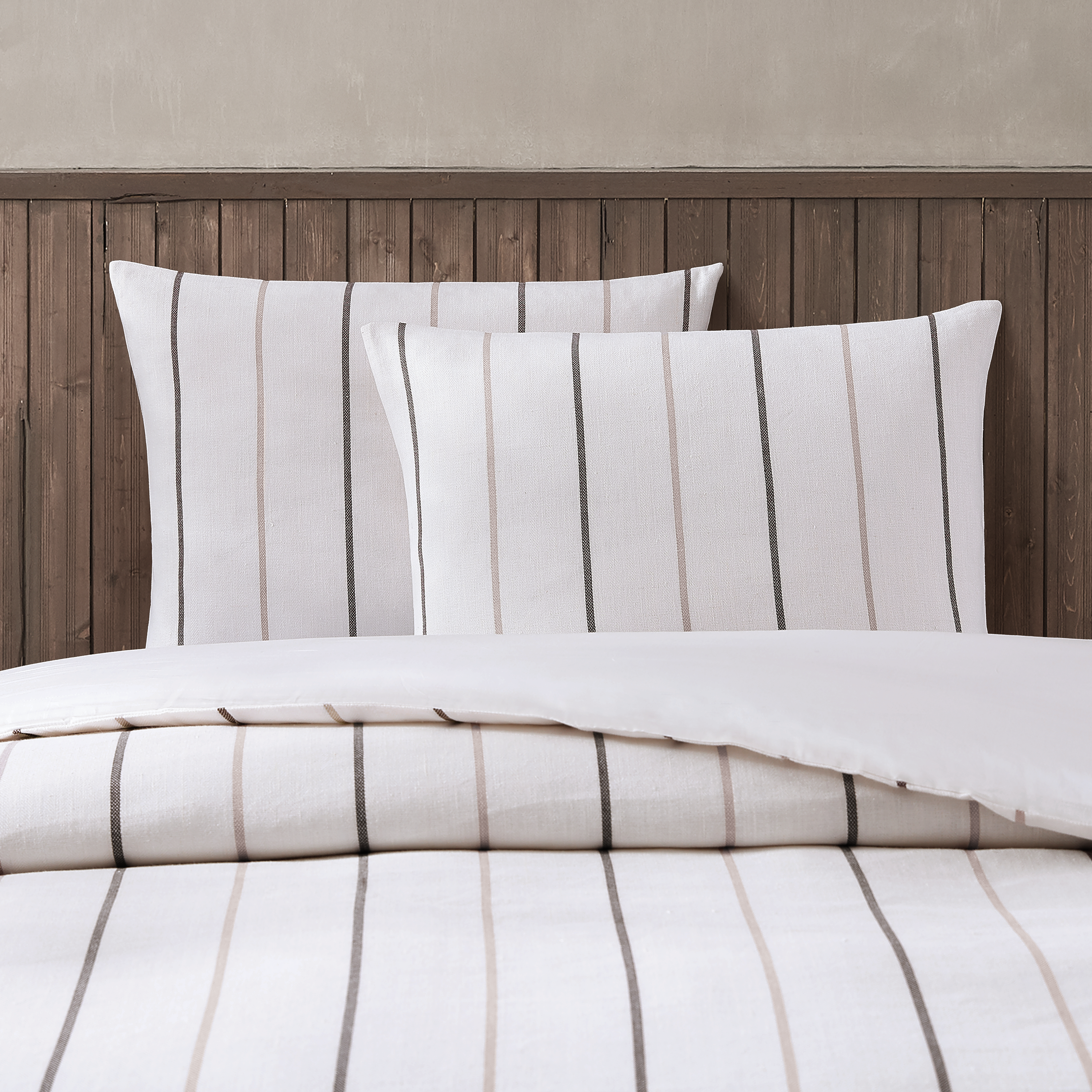 Natural Pinstripe Linen 3 Piece Duvet Cover Set Duvet Covers By Pure Parima
