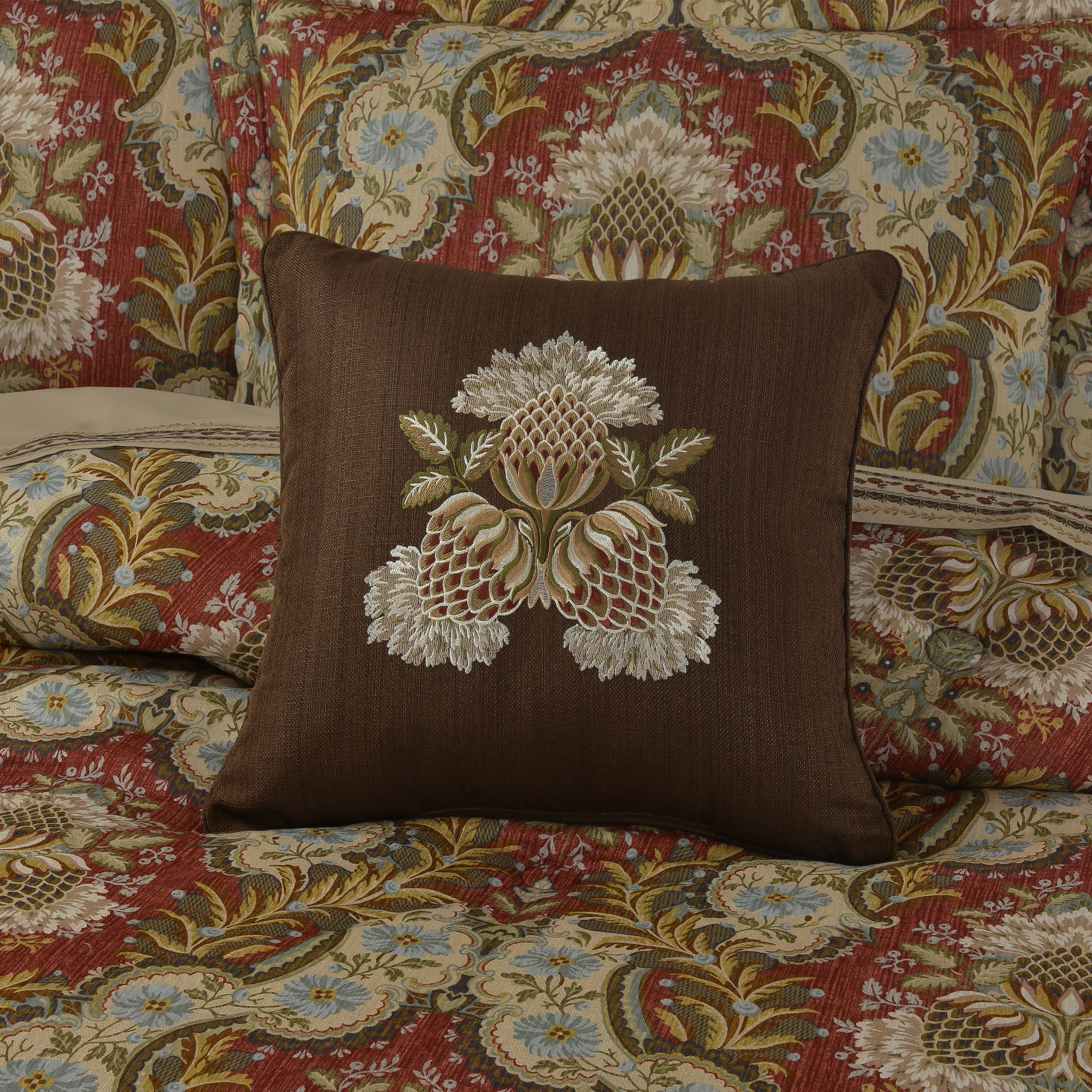 Sayre Ivory Square Decorative Throw Pillow 18" x 18" Throw Pillows By J. Queen New York