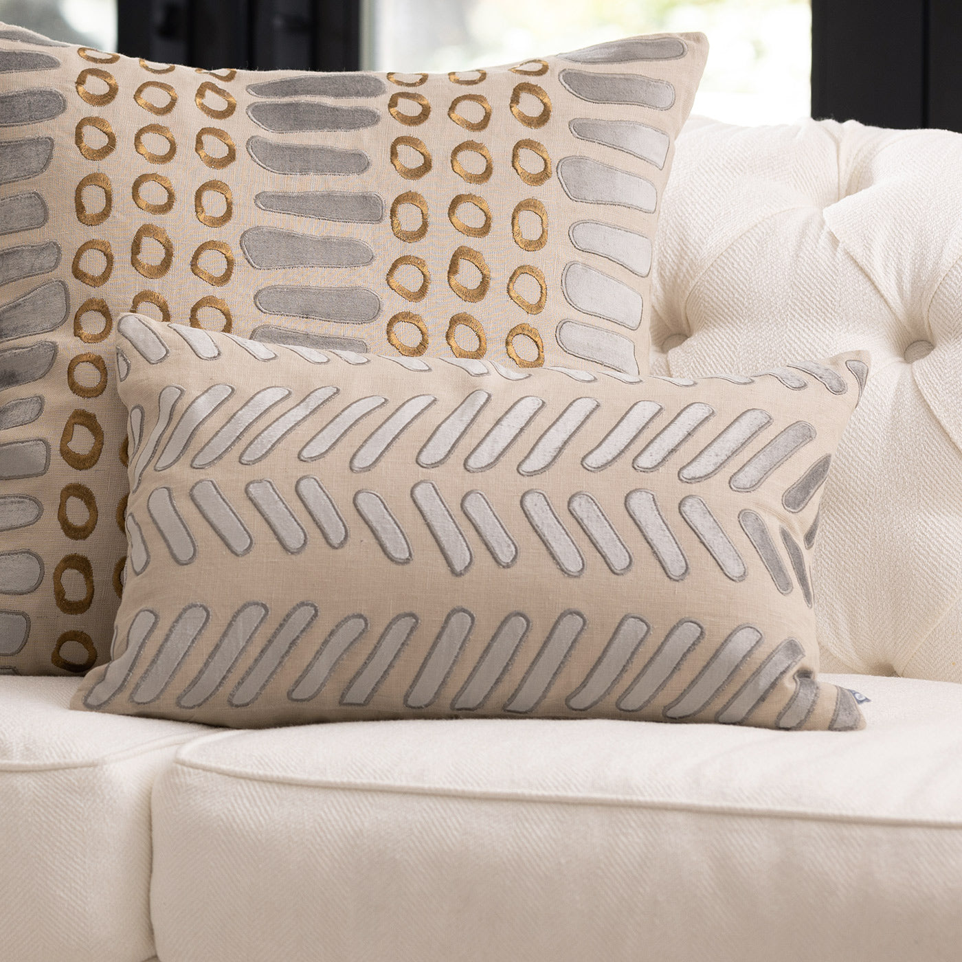 Peru Dark Sand/Platinum Sm Rectangle Decorative Throw Pillow 22" x 14" Throw Pillows By Lili Alessandra