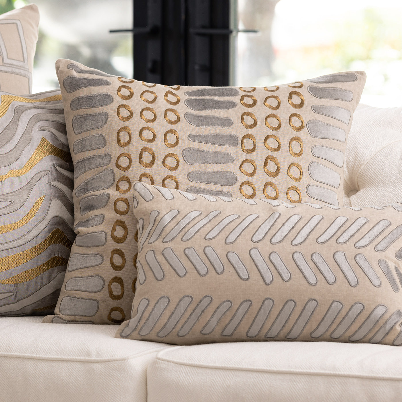 Peru Dark Sand/Platinum/Gold Square Decorative Throw Pillow 24" x 24" Throw Pillows By Lili Alessandra