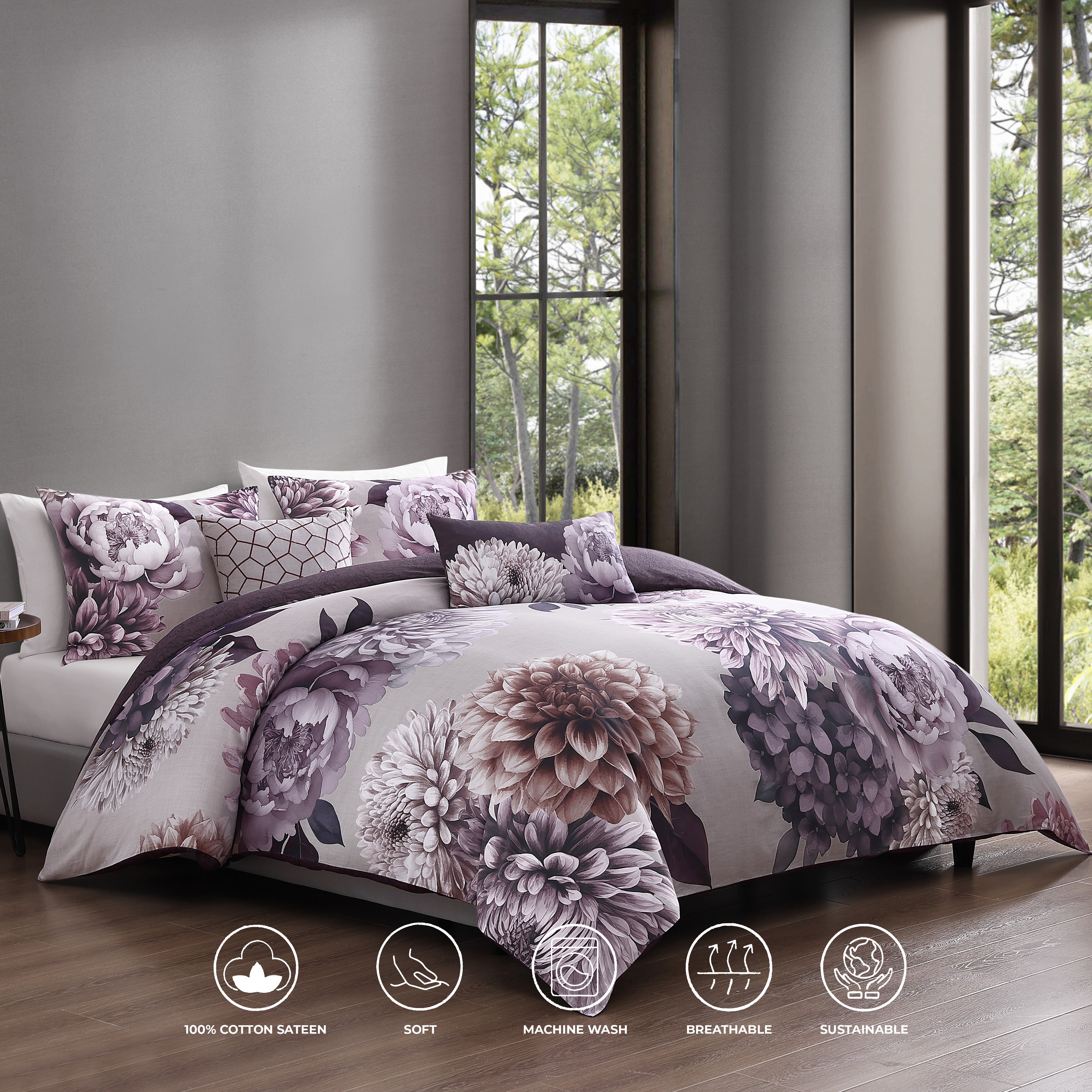 Bebejan Plum Petal 5 Piece Reversible Comforter Set Comforter Sets By Bebejan®