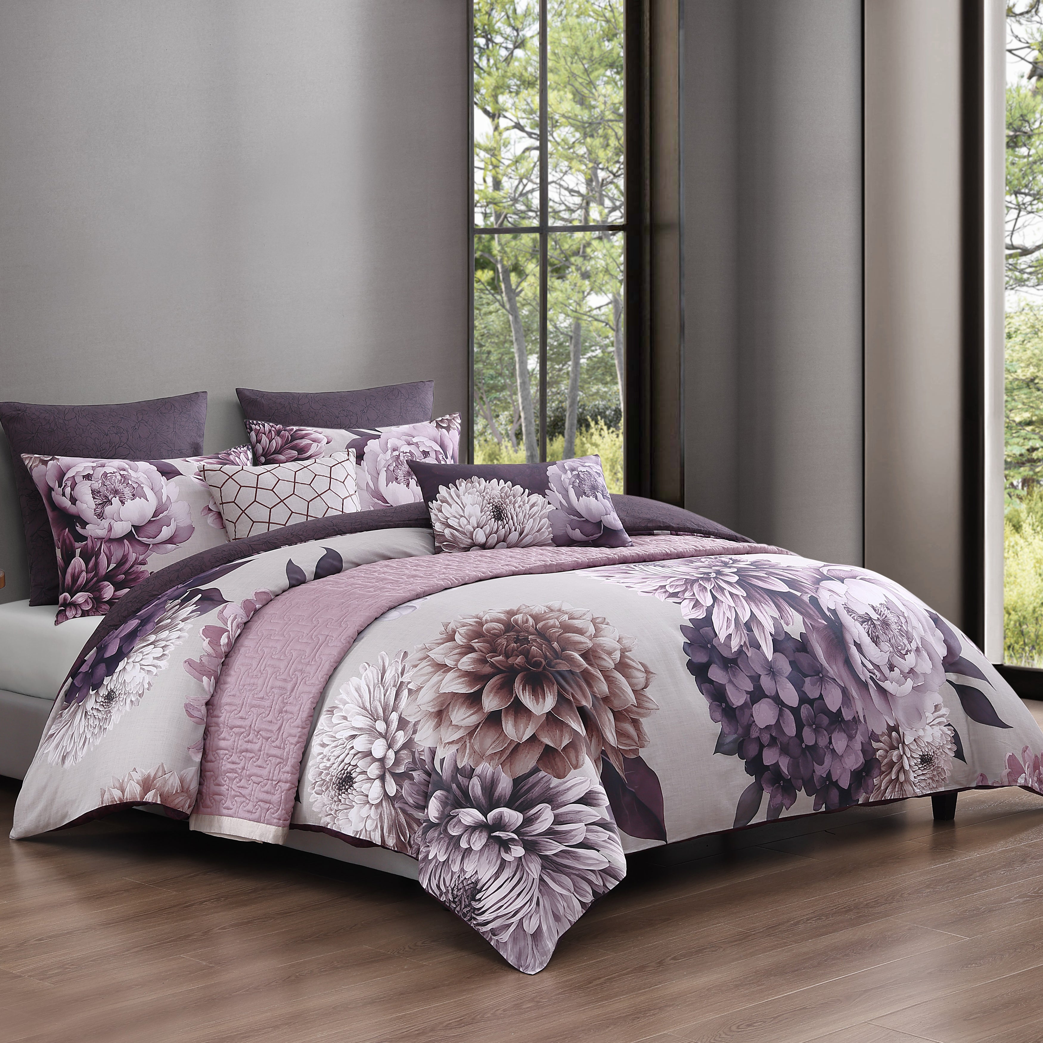 Bebejan Plum Petal 5 Piece Reversible Comforter Set Comforter Sets By Bebejan®