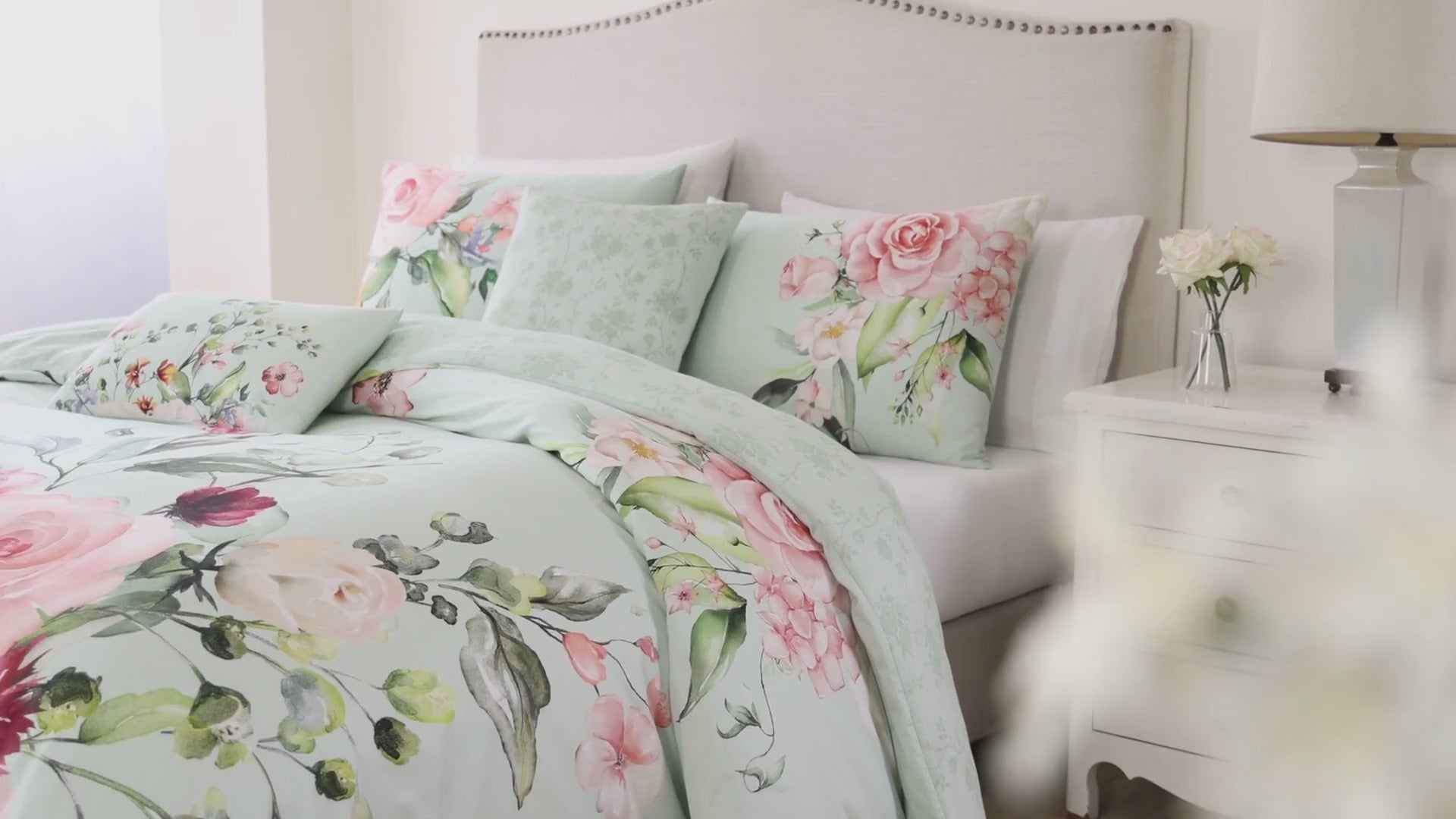 Bebejan Rose on Misty Green 5 Piece Reversible Comforter Set Comforter Sets By Bebejan®