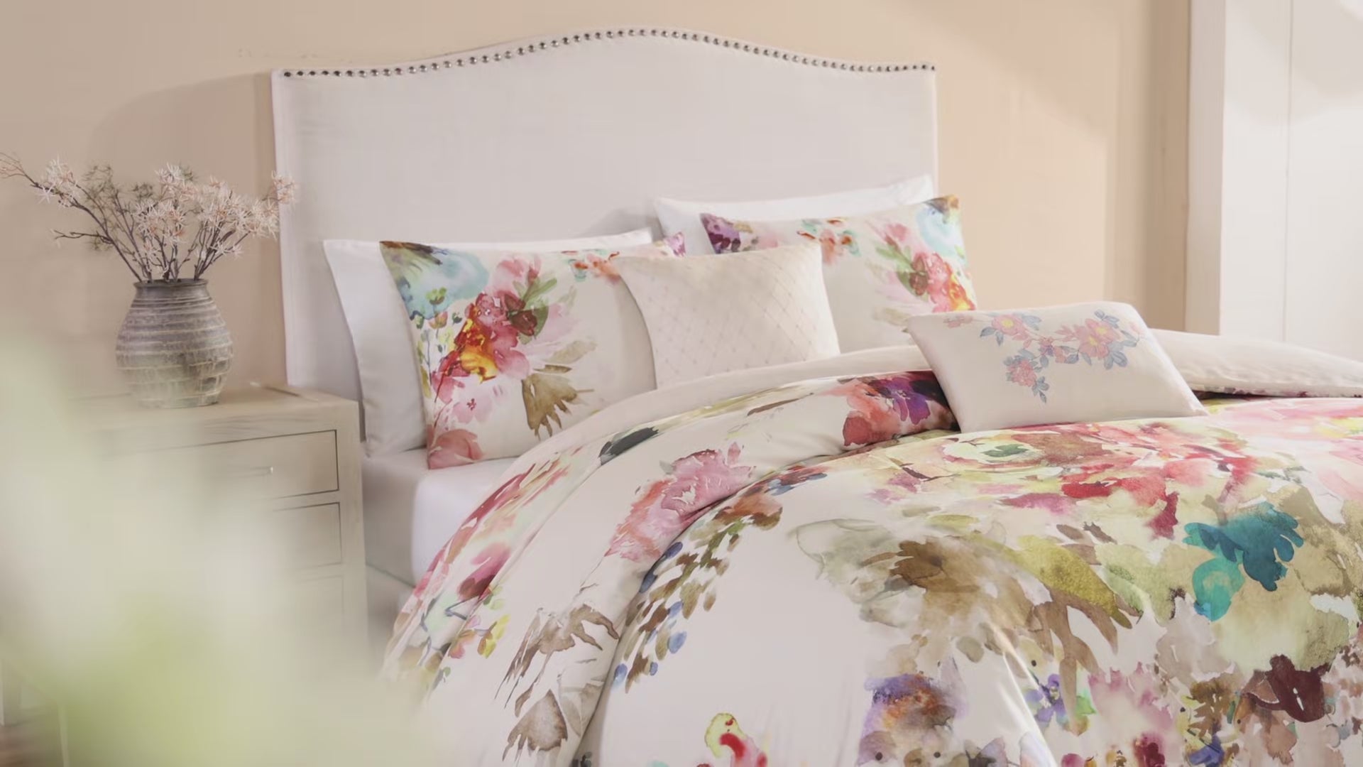 Bebejan Antique Flowers Ivory 3 Piece Reversible Comforter Set in Queen- Final Sale Comforter Sets By US Office - Latest-bedding