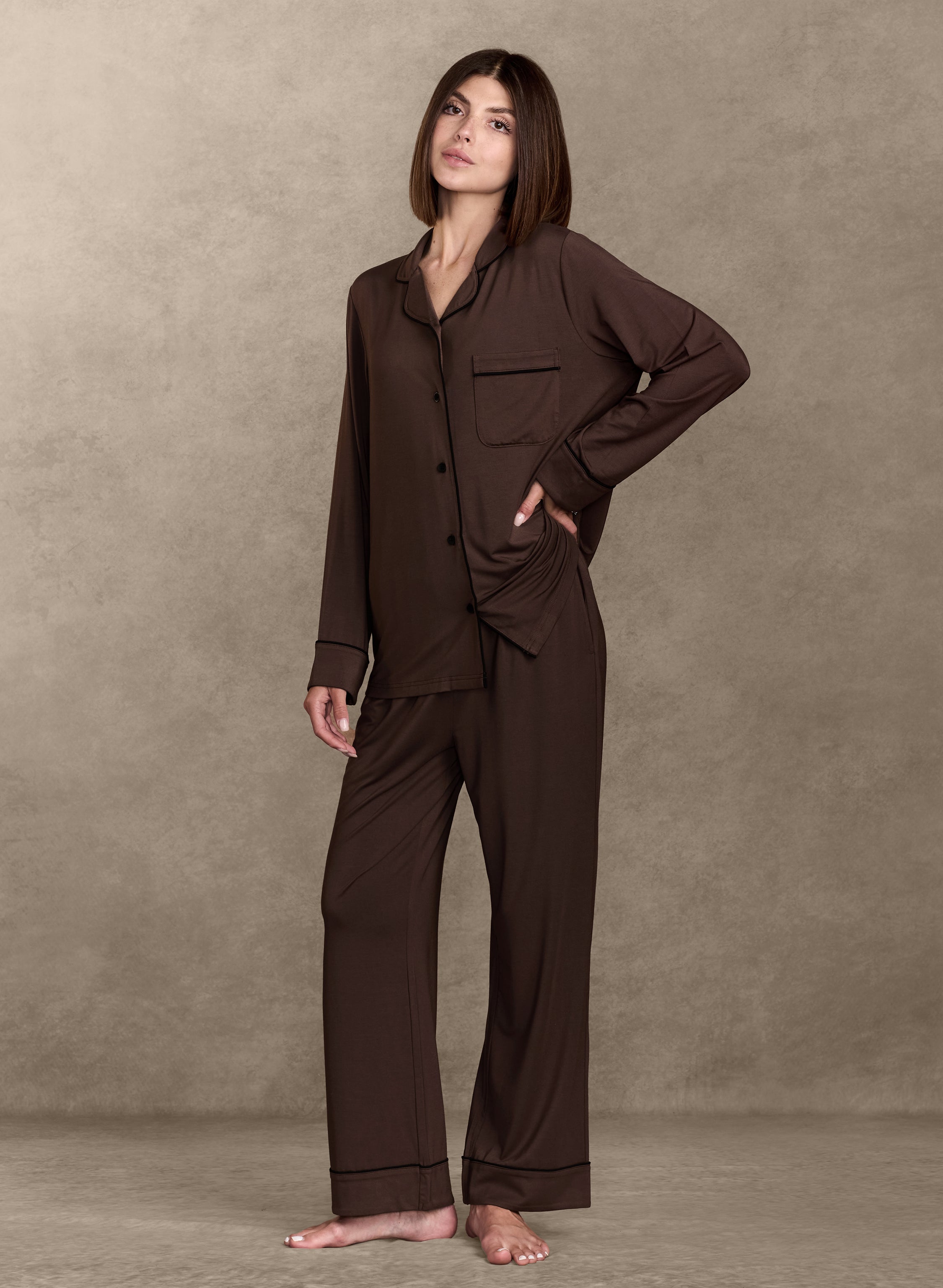 Soft-Knit Long Sleeve Pajama Set Pajama By Pure Parima