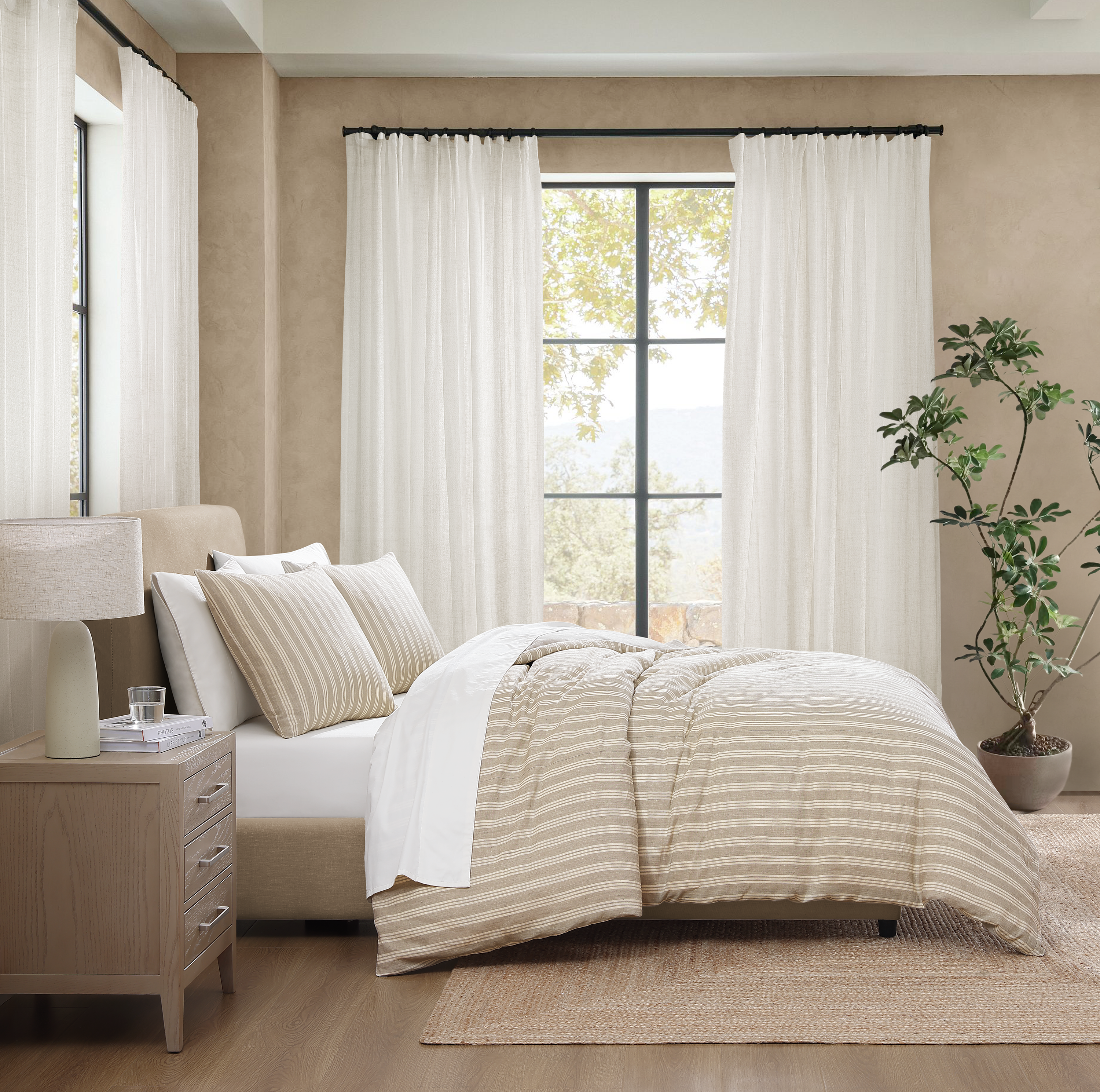 Tea Stripe Linen 3 Piece Duvet Cover Set Duvet Covers By Pure Parima