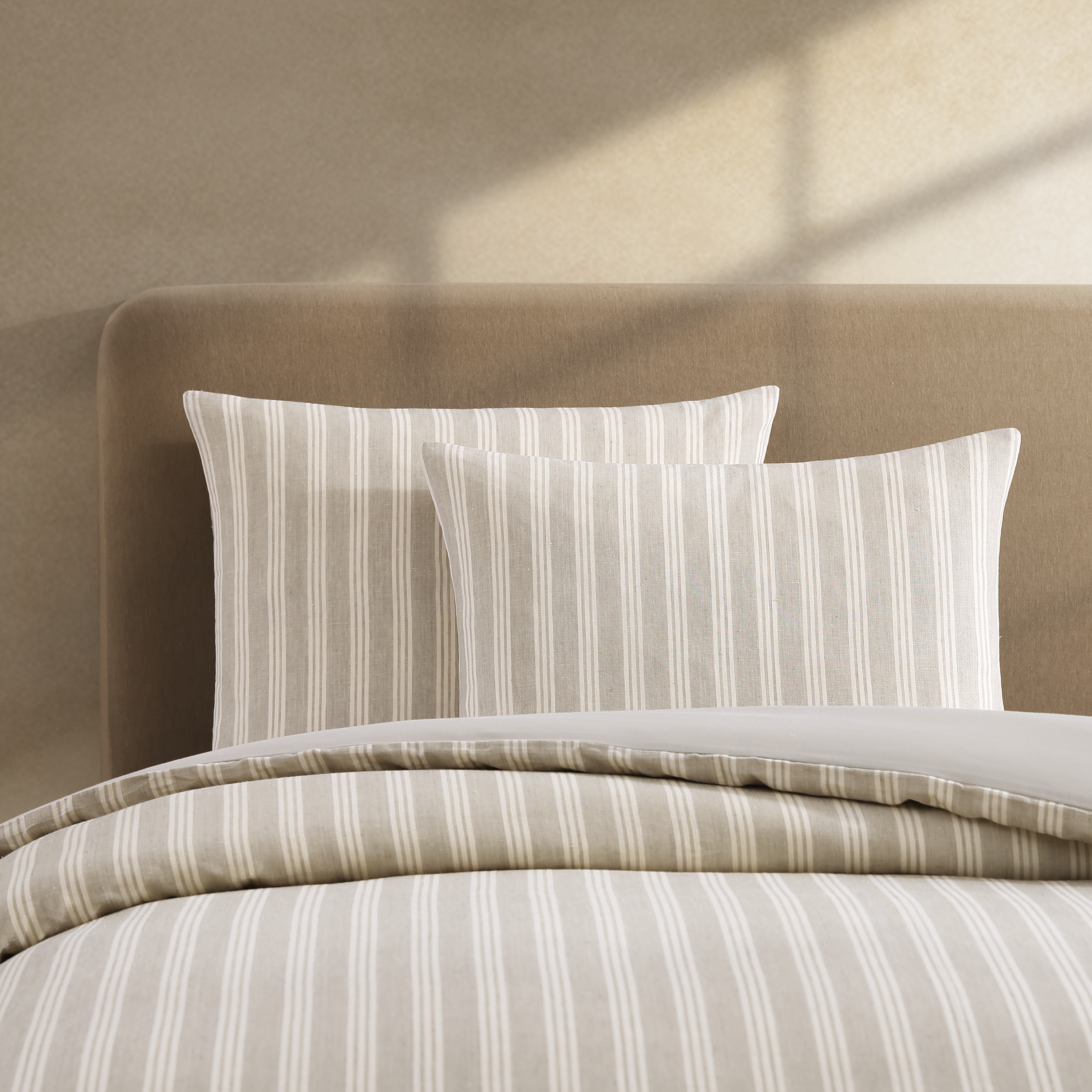 Tea Stripe Linen 3 Piece Duvet Cover Set Duvet Covers By Pure Parima