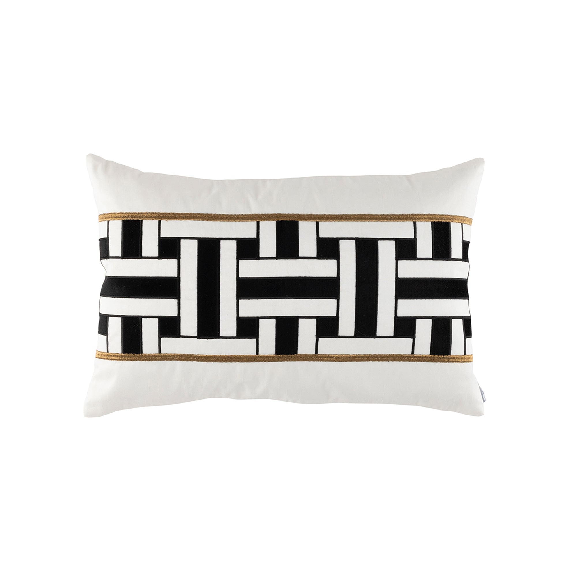 Tommy Ivory/Black/Gold Lg Rectangle Decorative Throw Pillow 30" x 18" Throw Pillows By Lili Alessandra