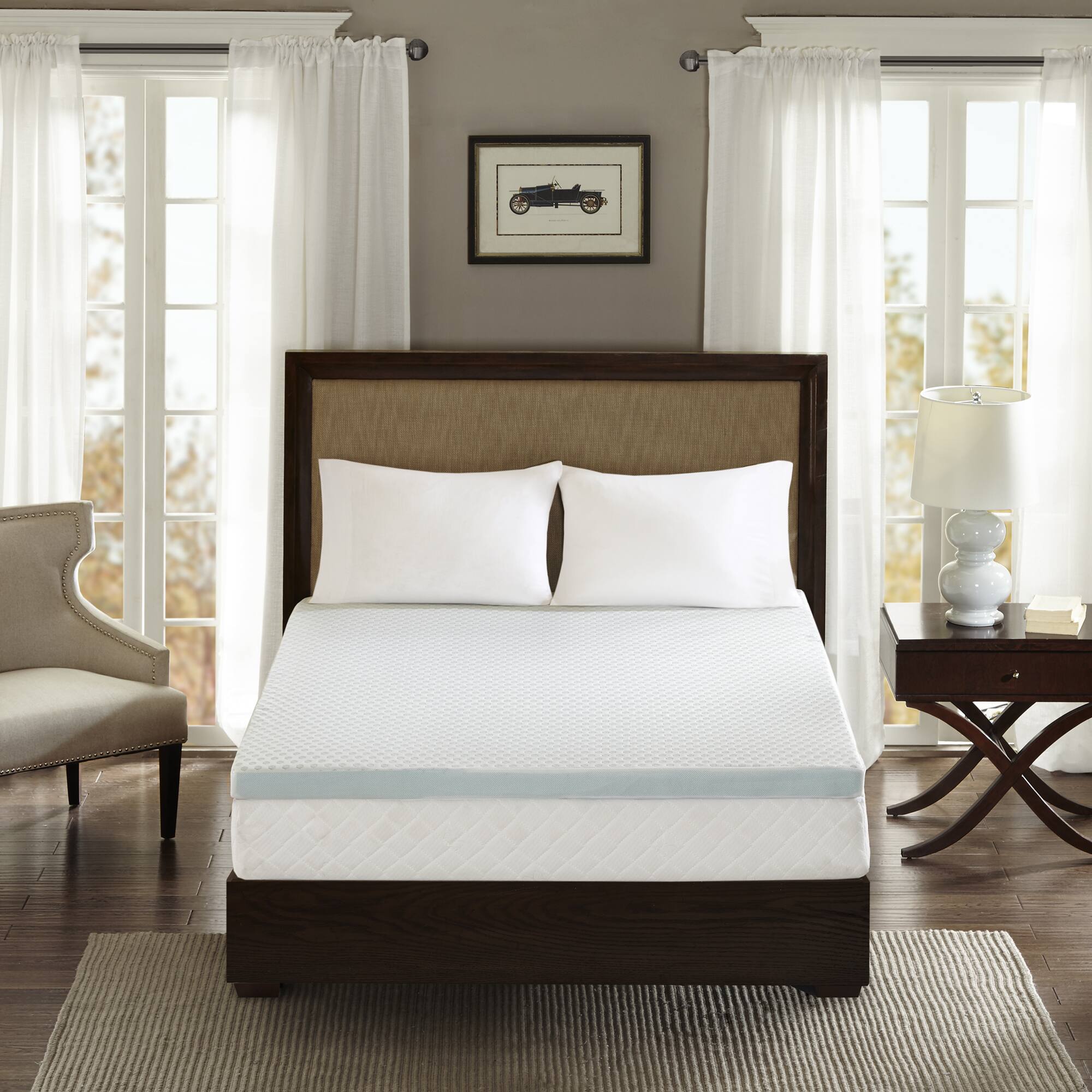 2" Gel Memory Foam with Cooling Cover White Mattress Topper Mattress Topper By JLA HOME/Olliix (E & E Co., Ltd)
