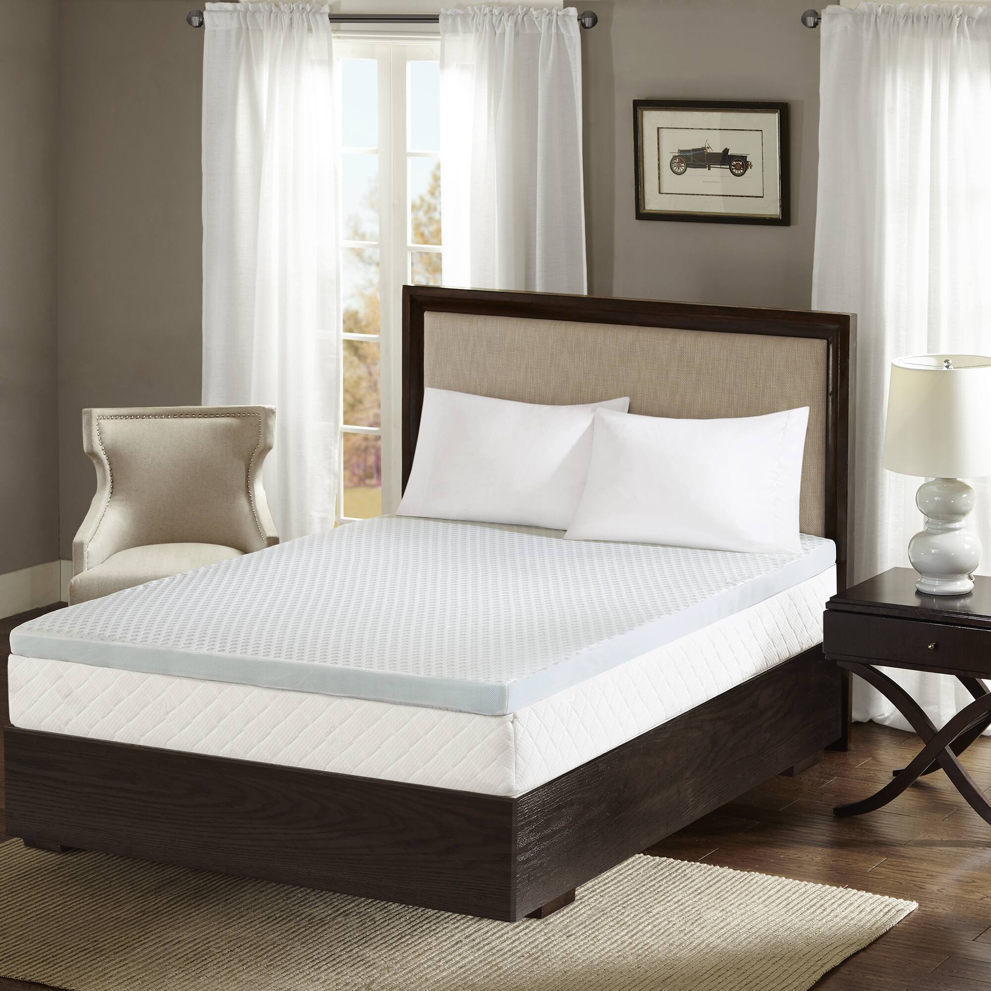 2" Gel Memory Foam with Cooling Cover White Mattress Topper Mattress Topper By JLA HOME/Olliix (E & E Co., Ltd)