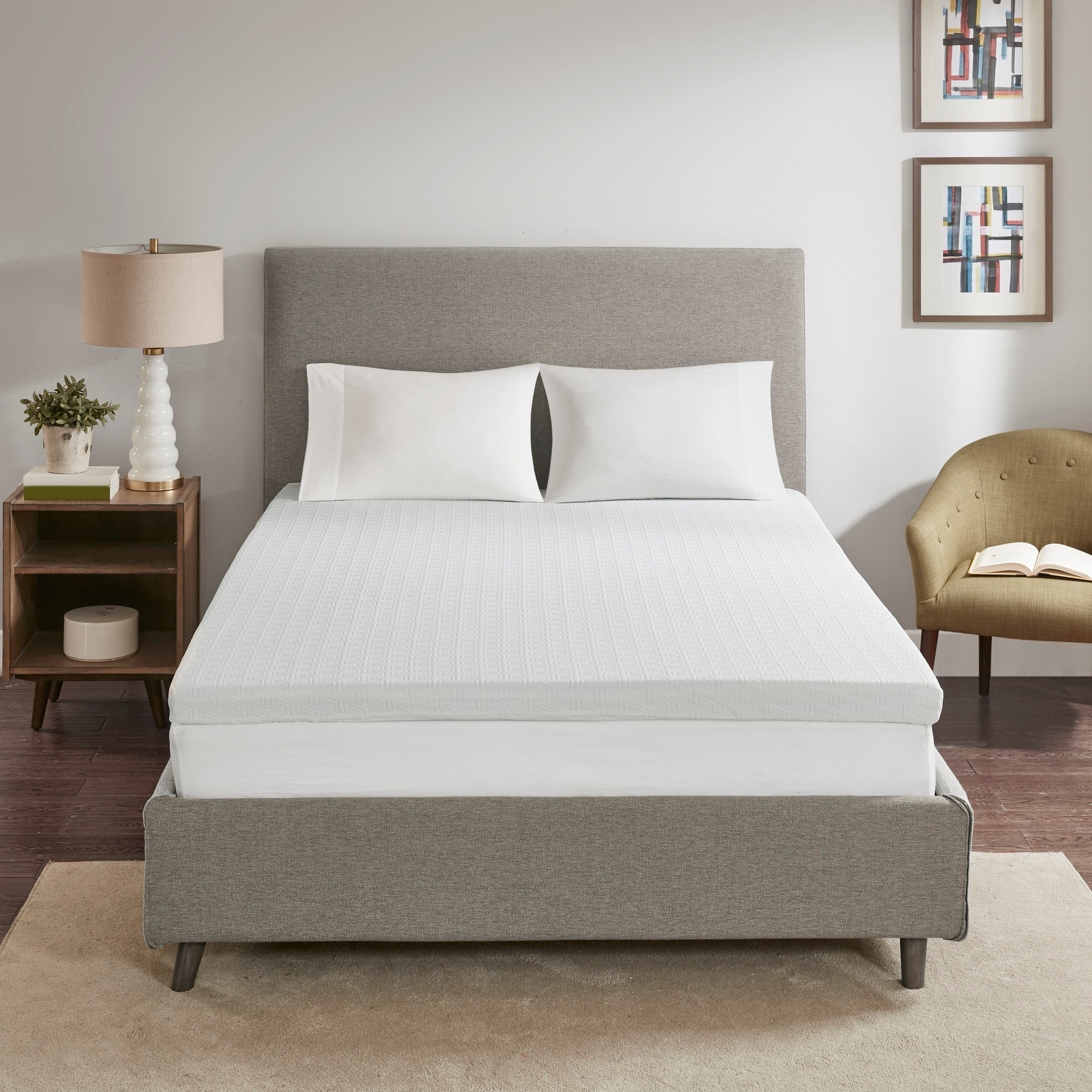 3" Gel Memory Foam with 3M Cover White Mattress Topper Mattress Topper By JLA HOME/Olliix (E & E Co., Ltd)