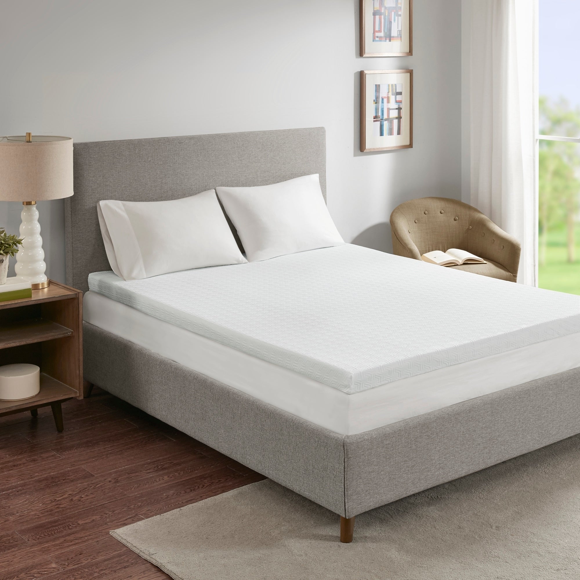 3" Gel Memory Foam with 3M Cover White Mattress Topper Mattress Topper By JLA HOME/Olliix (E & E Co., Ltd)