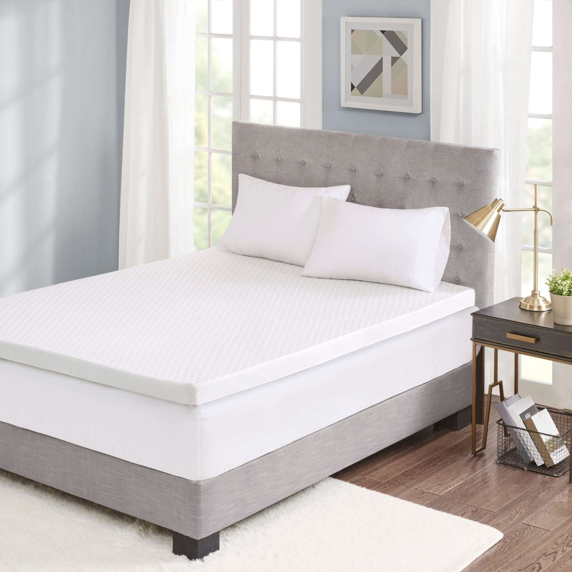 3" Gel Memory Foam with Cooling Cover White Mattress Topper Mattress Topper By JLA HOME/Olliix (E & E Co., Ltd)