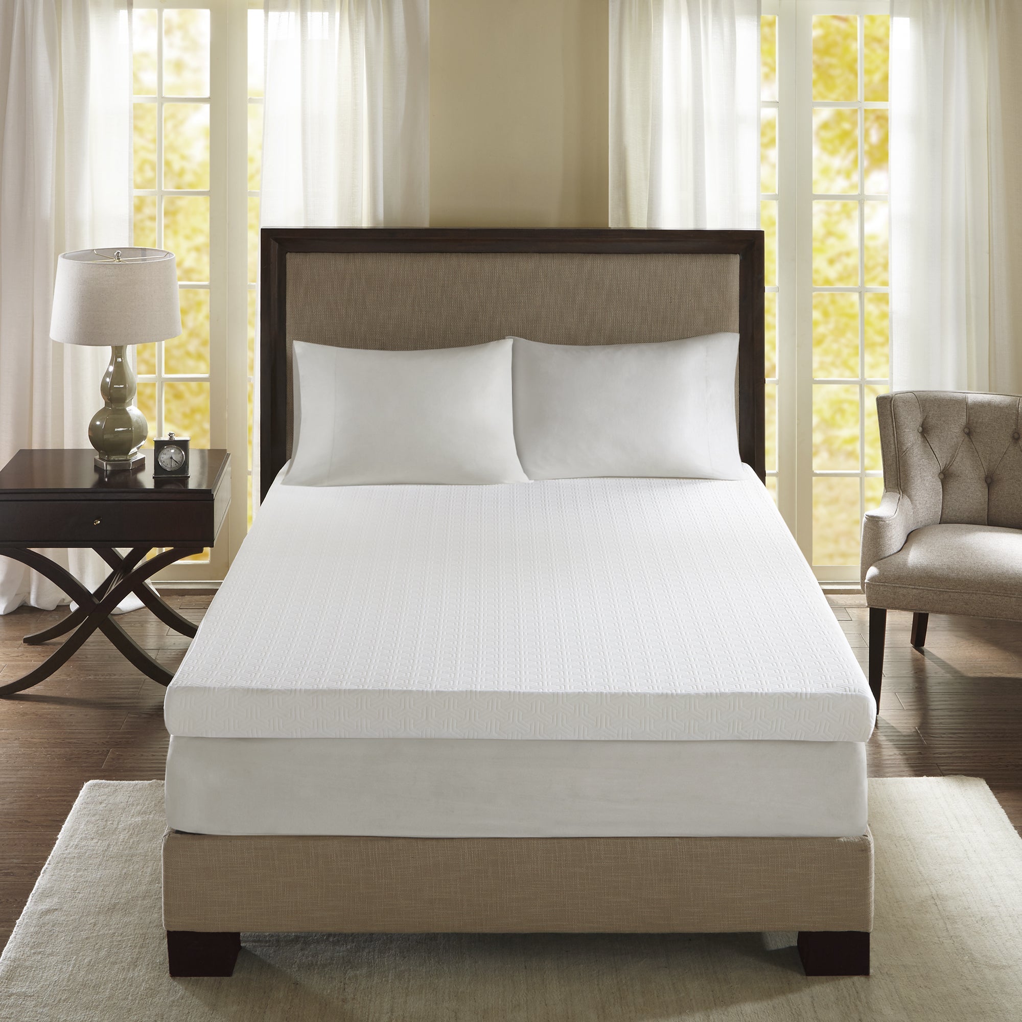4" Gel Memory Foam with 3M Cover White Mattress Topper Mattress Topper By JLA HOME/Olliix (E & E Co., Ltd)