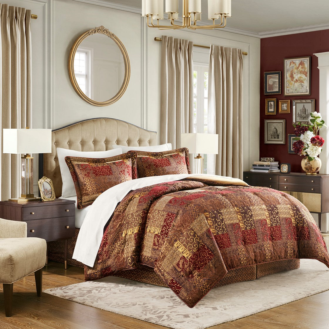 Galleria Red 4-Piece Comforter Set By Croscill Comforter Sets By Croscill Home LLC