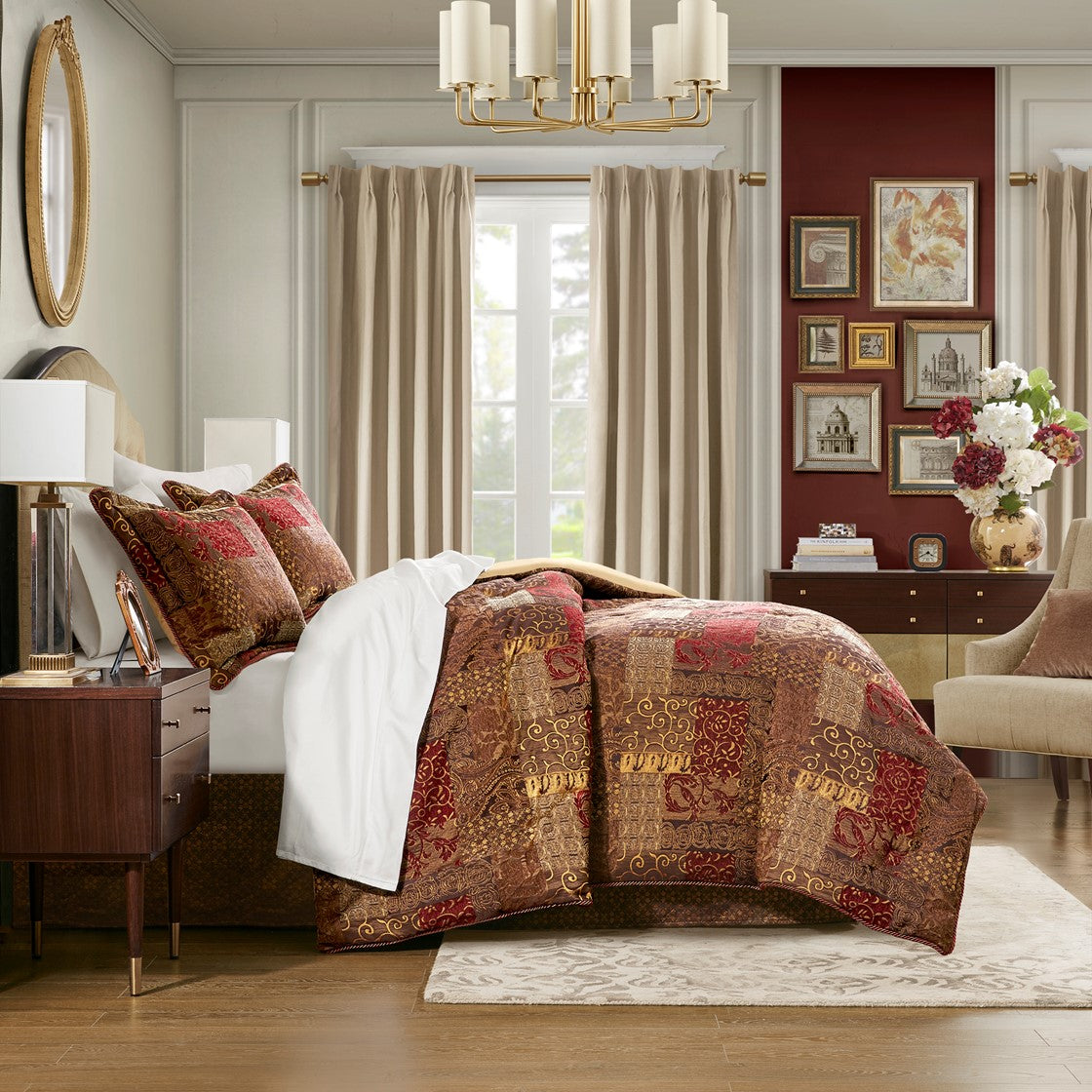 Galleria Red 4-Piece Comforter Set By Croscill Comforter Sets By Croscill Home LLC