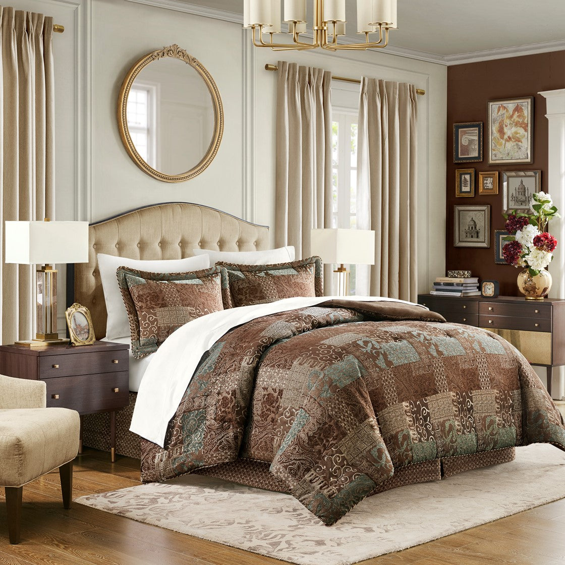 Galleria Brown 4-Piece Comforter Set By Croscill Comforter Sets By Croscill Home LLC