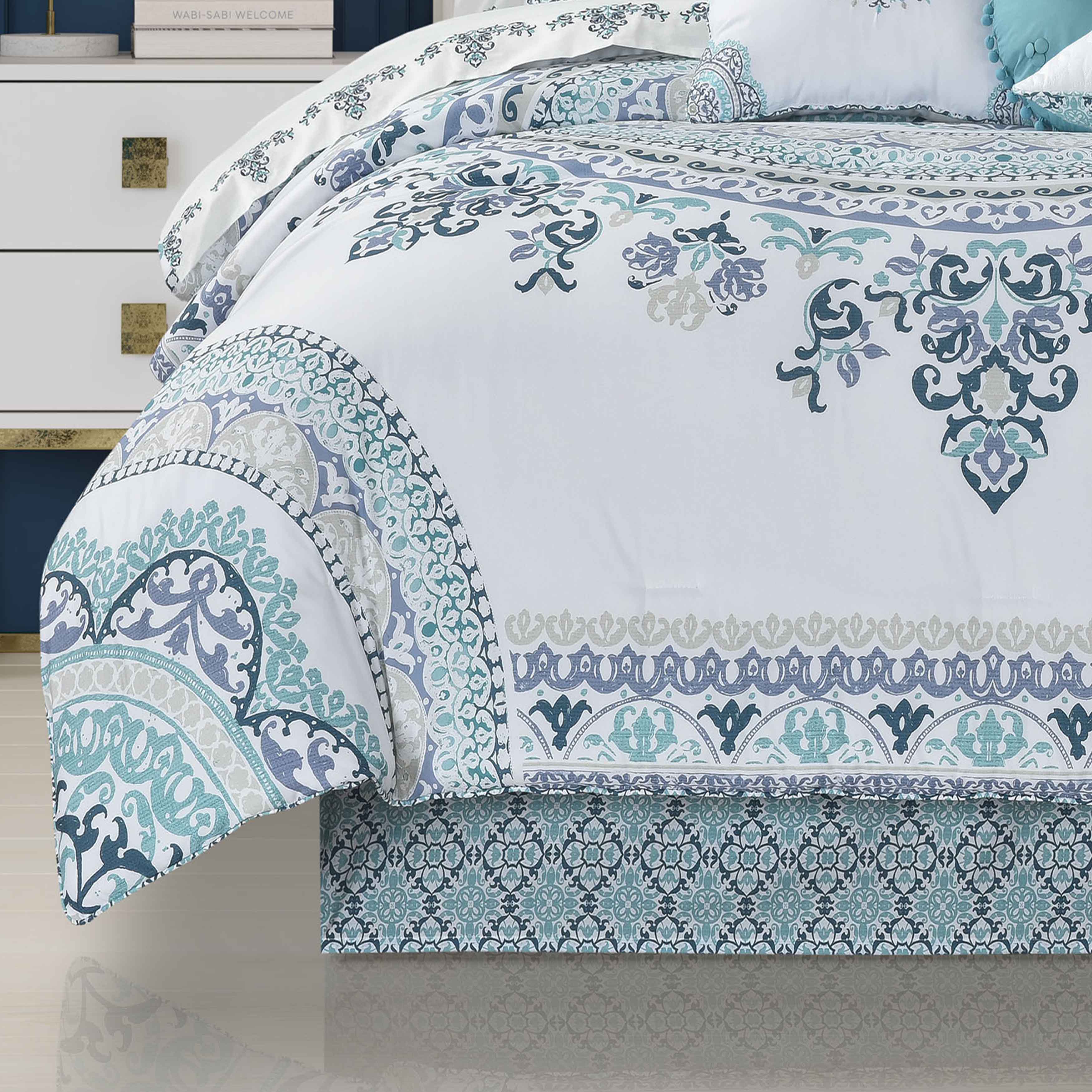 Afton Blue 4-Piece Comforter Set Comforter Sets By J. Queen New York