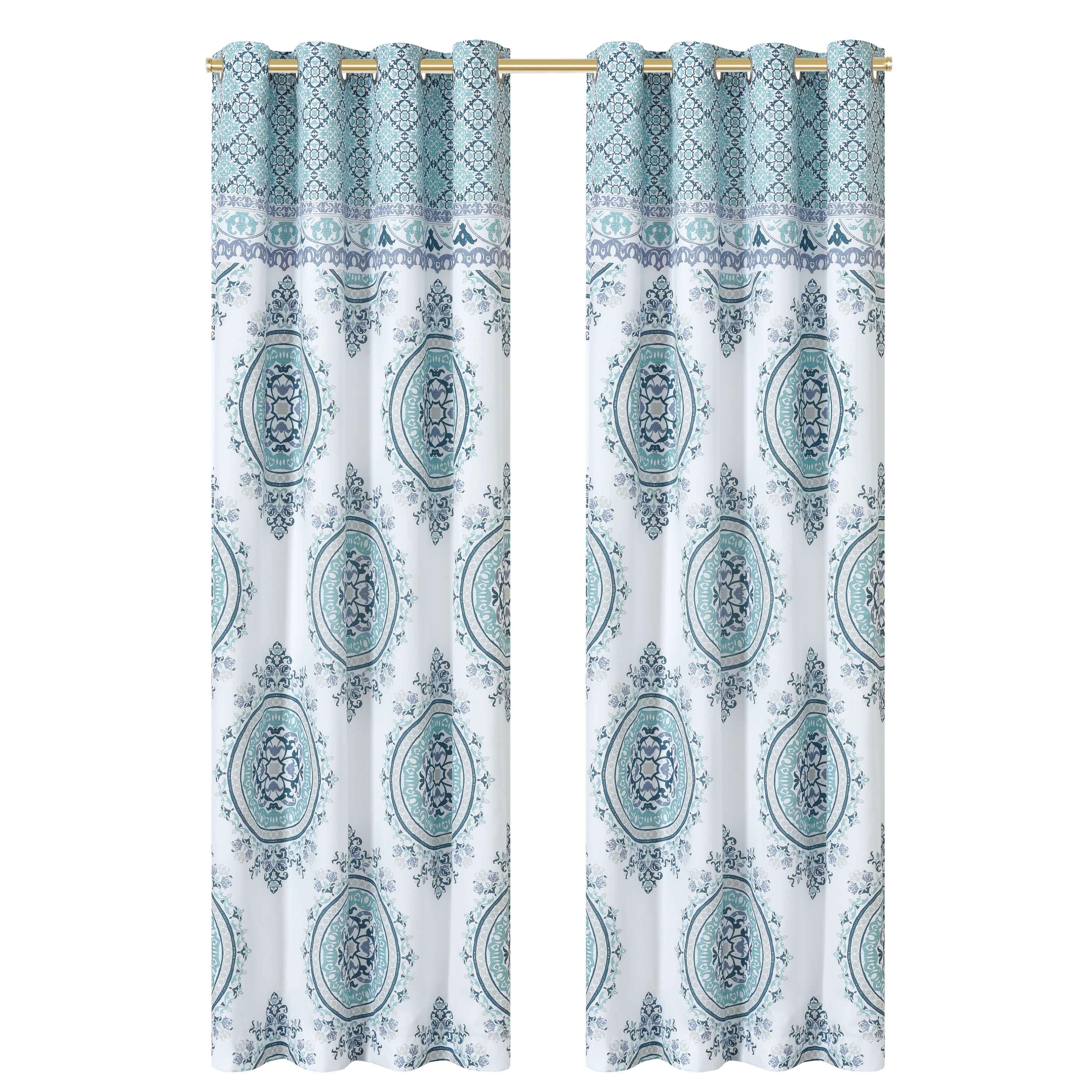 Afton Blue Grommet Window Panel Pair (Set of 2) Window Panels By J. Queen New York