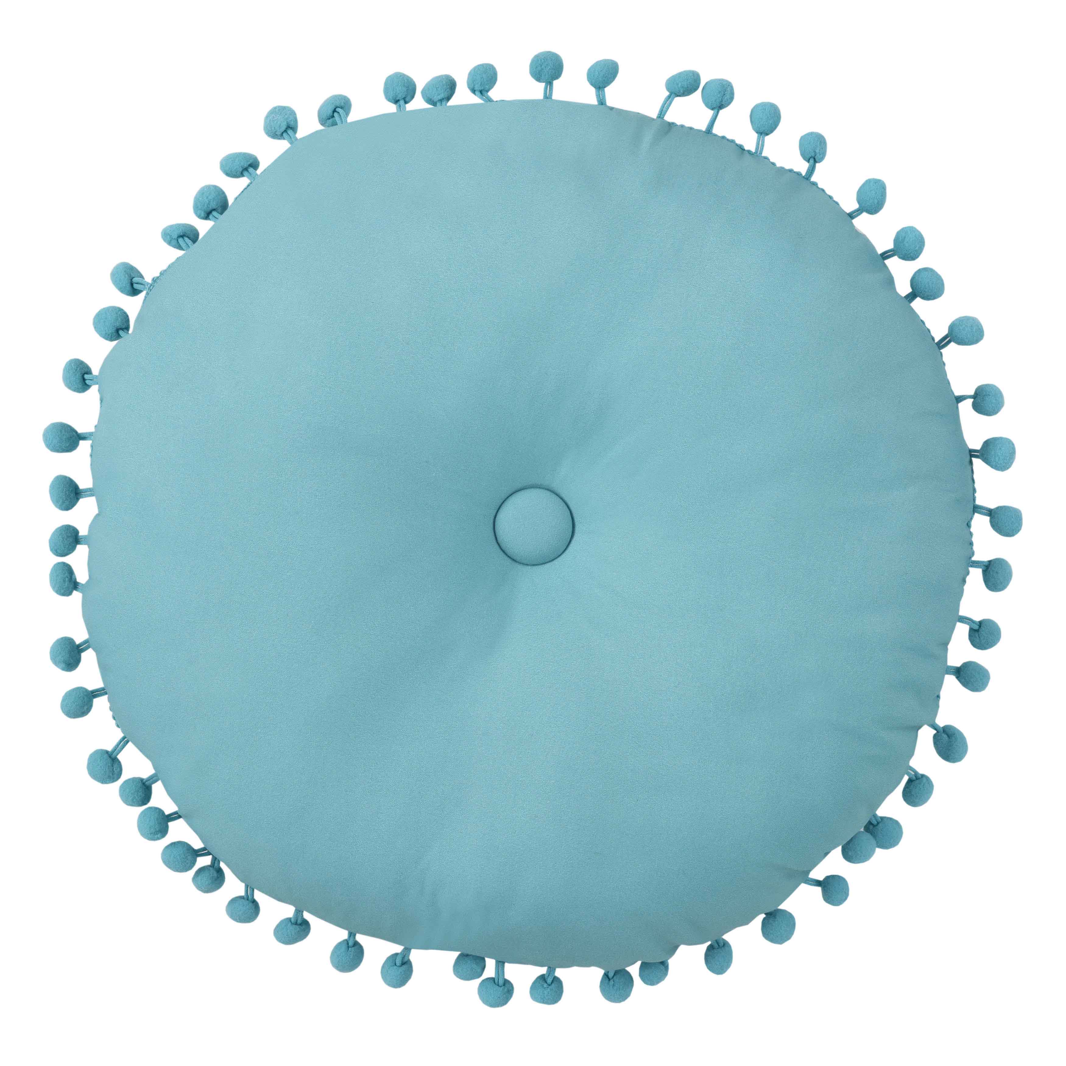 Afton Blue Round Decorative Throw Pillow 15" x 15" Throw Pillows By J. Queen New York