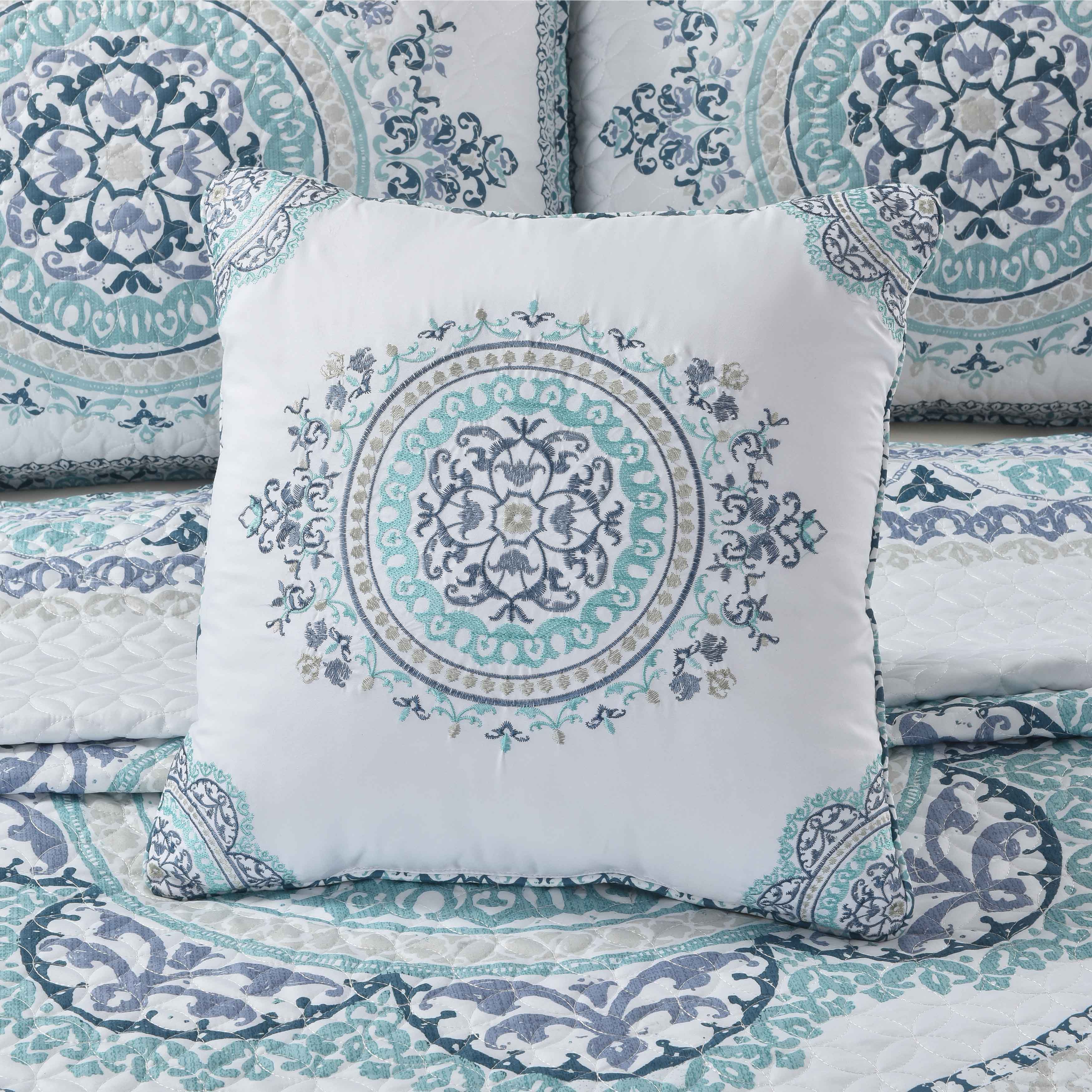 Afton Blue Square Decorative Throw Pillow 16" x 16" Throw Pillows By J. Queen New York