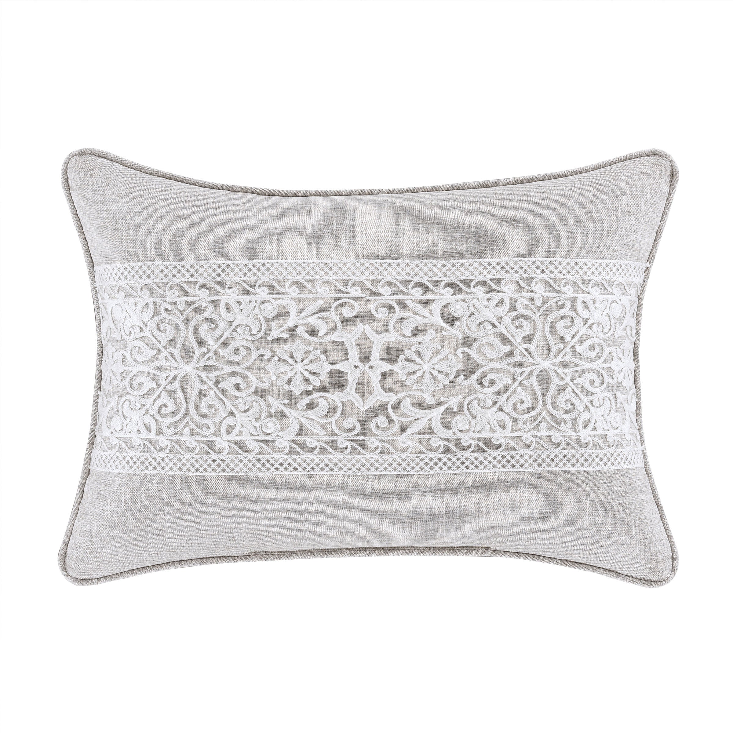 Aimee Beige Boudoir Decorative Throw Pillow 22" x 15 By J Queen Throw Pillows By J. Queen New York