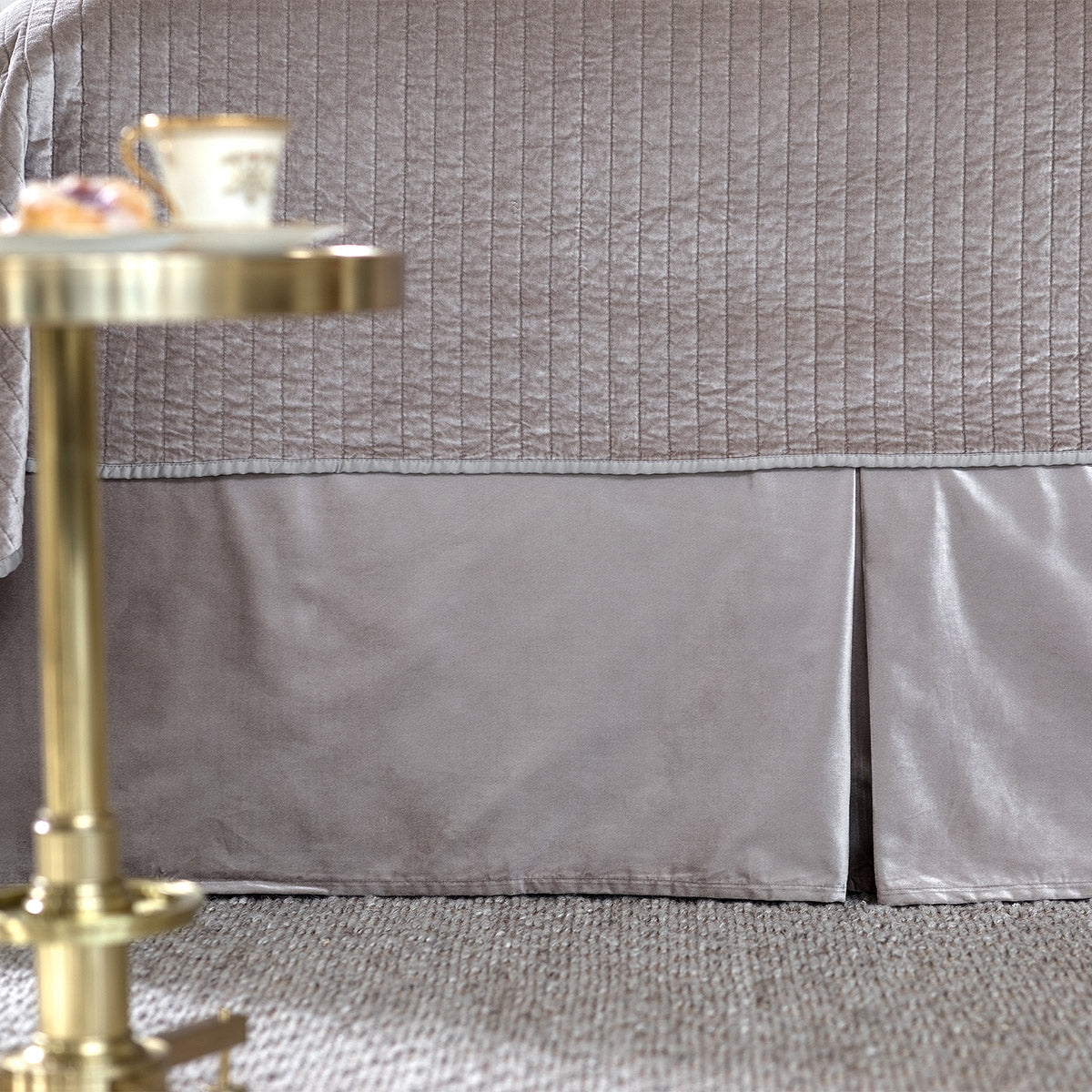 Aria Raffia Matte Velvet 3-Panel Bedskirt Bedskirt By Lili Alessandra