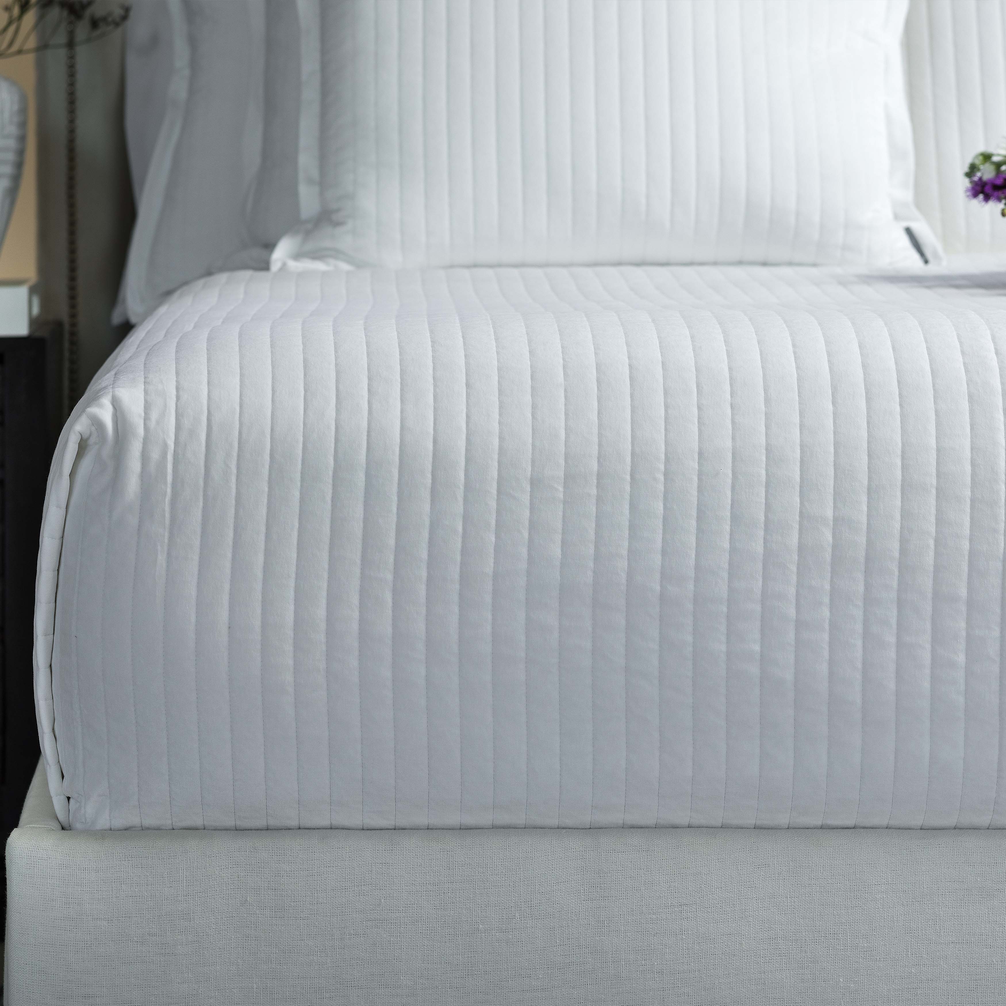 Aria White Matte Velvet Quilted Coverlet Coverlet By Lili Alessandra
