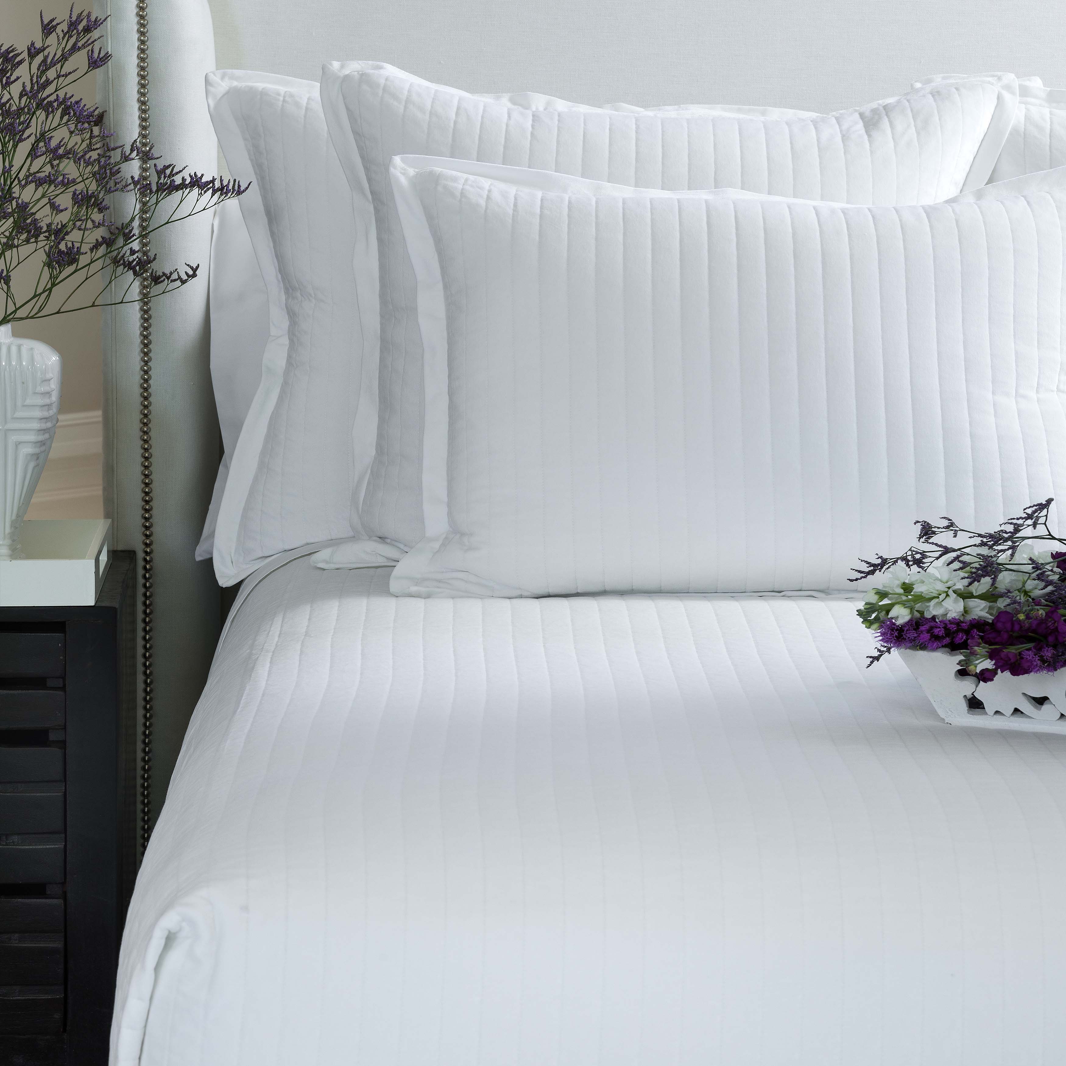 Aria White Matte Velvet Quilted Coverlet Coverlet By Lili Alessandra