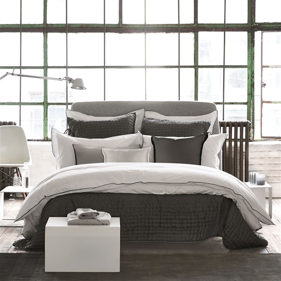 Astor Charcoal and Dove Duvet Cover Duvet Covers By Designers Guild