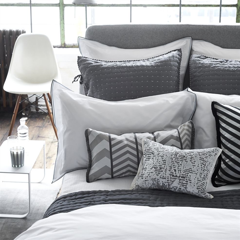 Astor Charcoal and Dove Duvet Cover Duvet Covers By Designers Guild