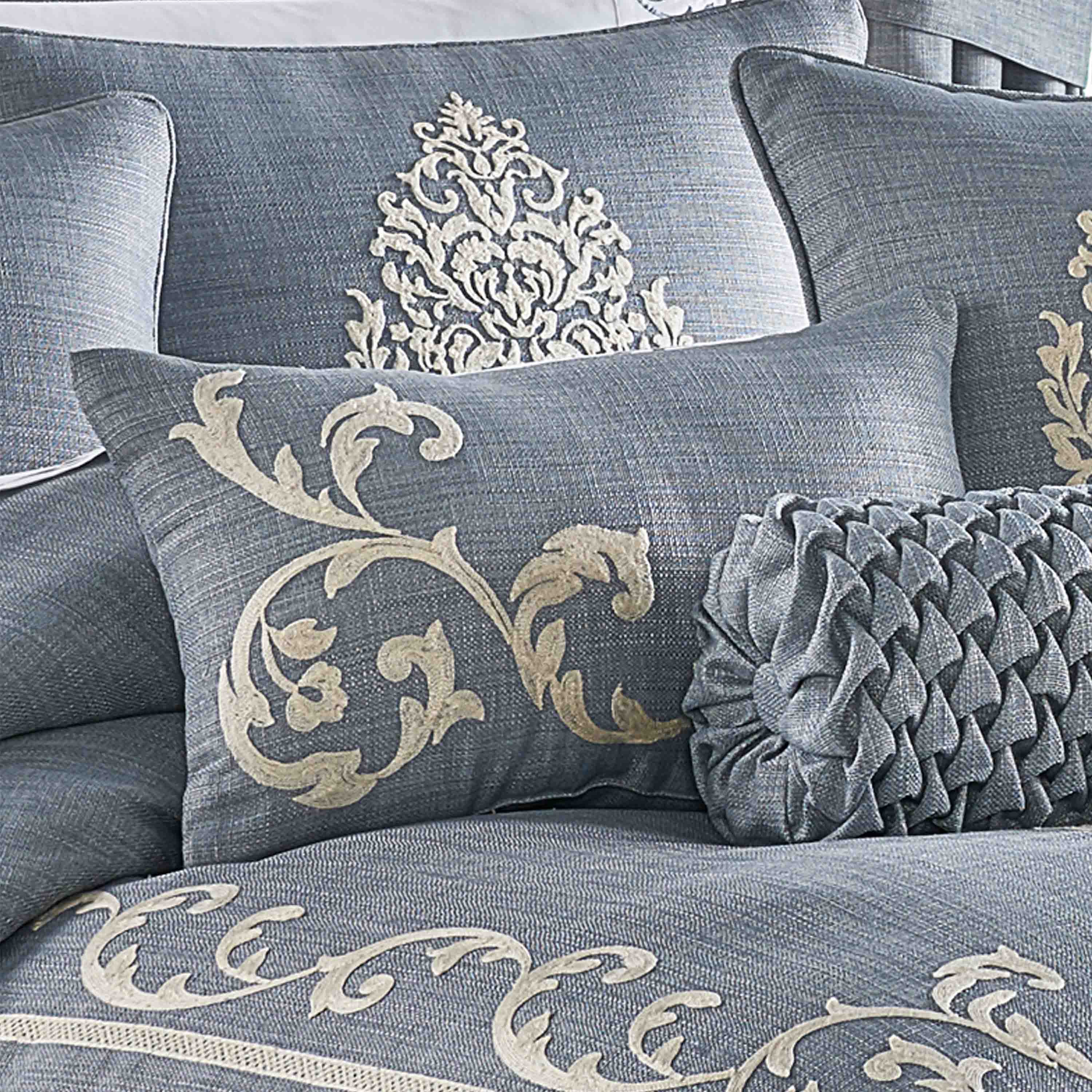 Aurora Blue Boudoir Decorative Throw Pillow 22"W x 13"L By J Queen Throw Pillows By J. Queen New York